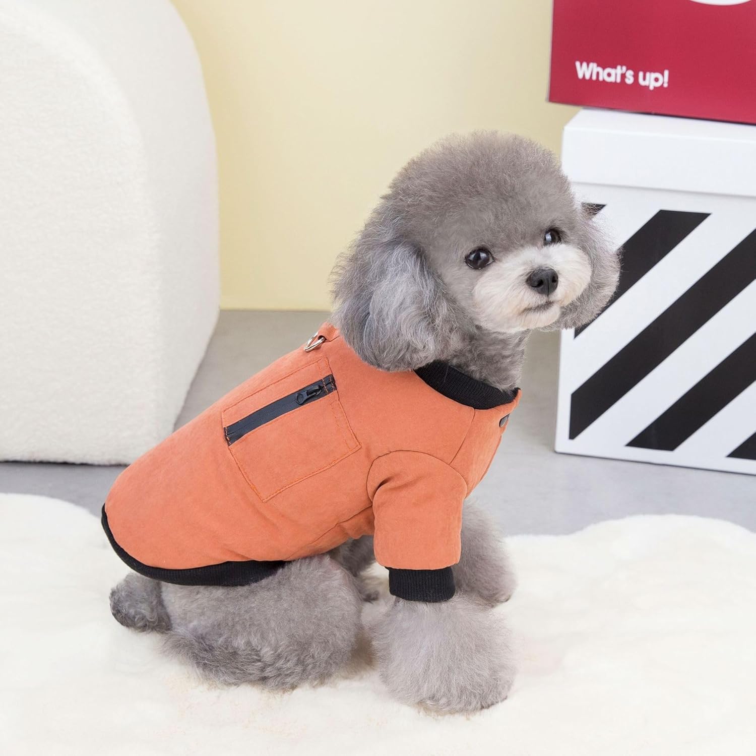 Chaqueta de invierno para perro con gancho para correa, abrigos de forro polar para perro, suéter para mascotas, clima frío, camisa cálida para