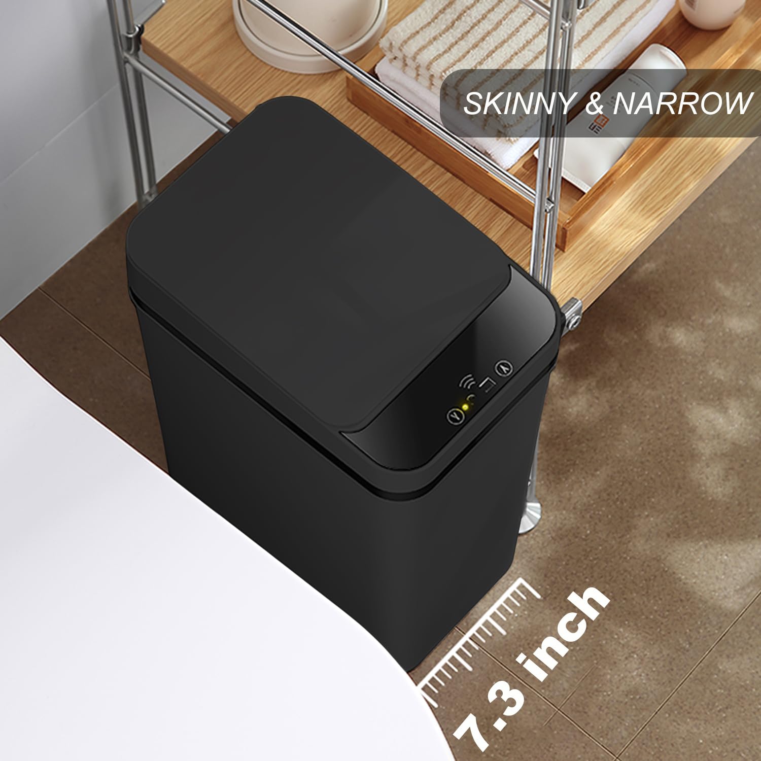 Yatmung Cubo de basura automático de 4 galones sin contacto  Sensor de movimiento inteligente de 15.5 litros  Estrecho, plástico  Cubo de basura