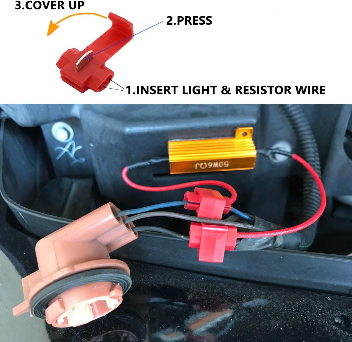AIRKOUL 4 unidades de 50 W 6 ohmios de carga de resistencia de carga de bombilla LED rápida hiperflash intermitente intermitente código de error