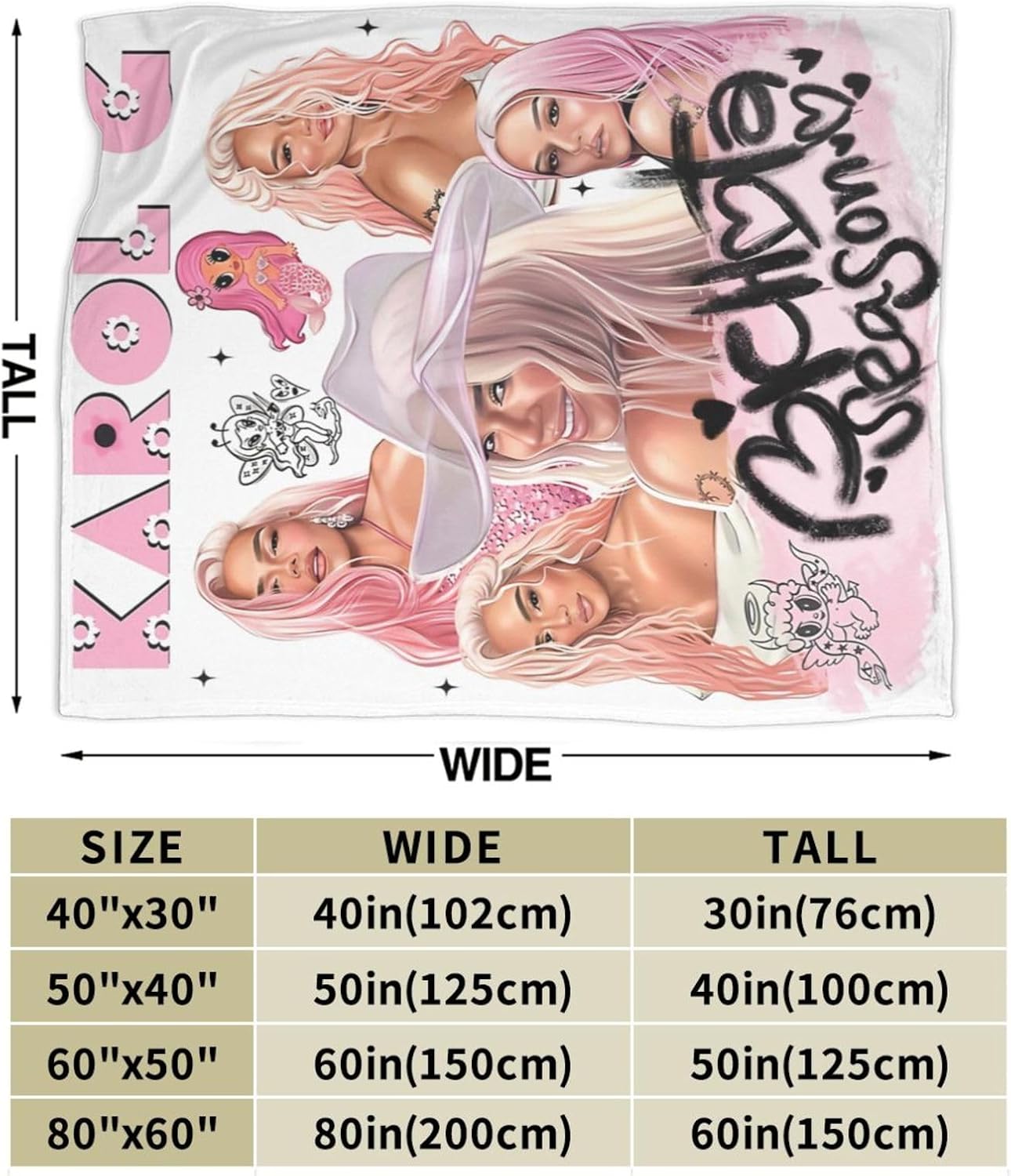 Karol Singer G – Manta de franela ultrasuave y ligera para sofá, cama, uso en todas las estaciones, 80 x 60 pulgadas