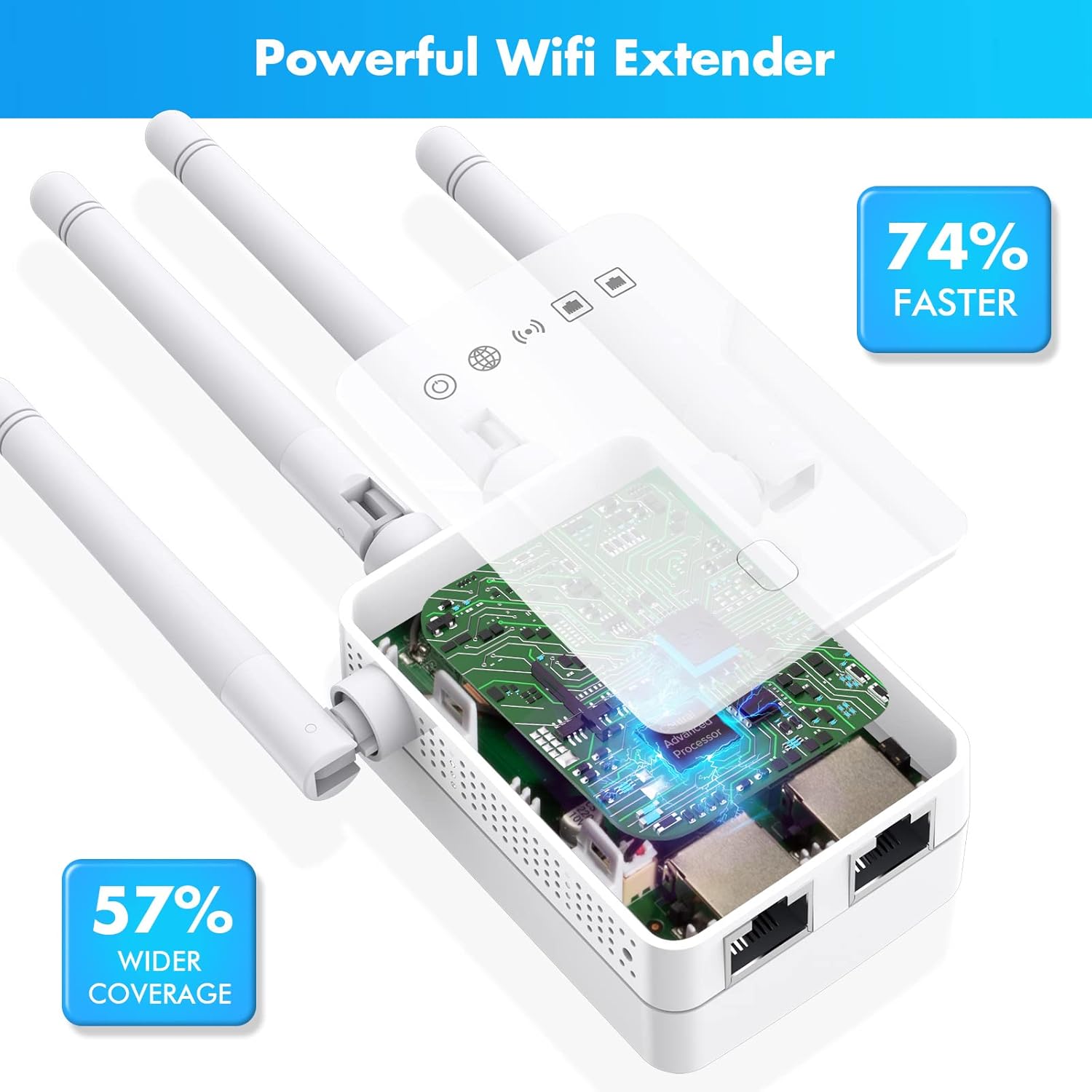 Extensoramplificador WiFi más rápido  Lanzamiento 2024 hasta un 74% más rápido  Cobertura más amplia que nunca, amplificador de señal WiFi para el
