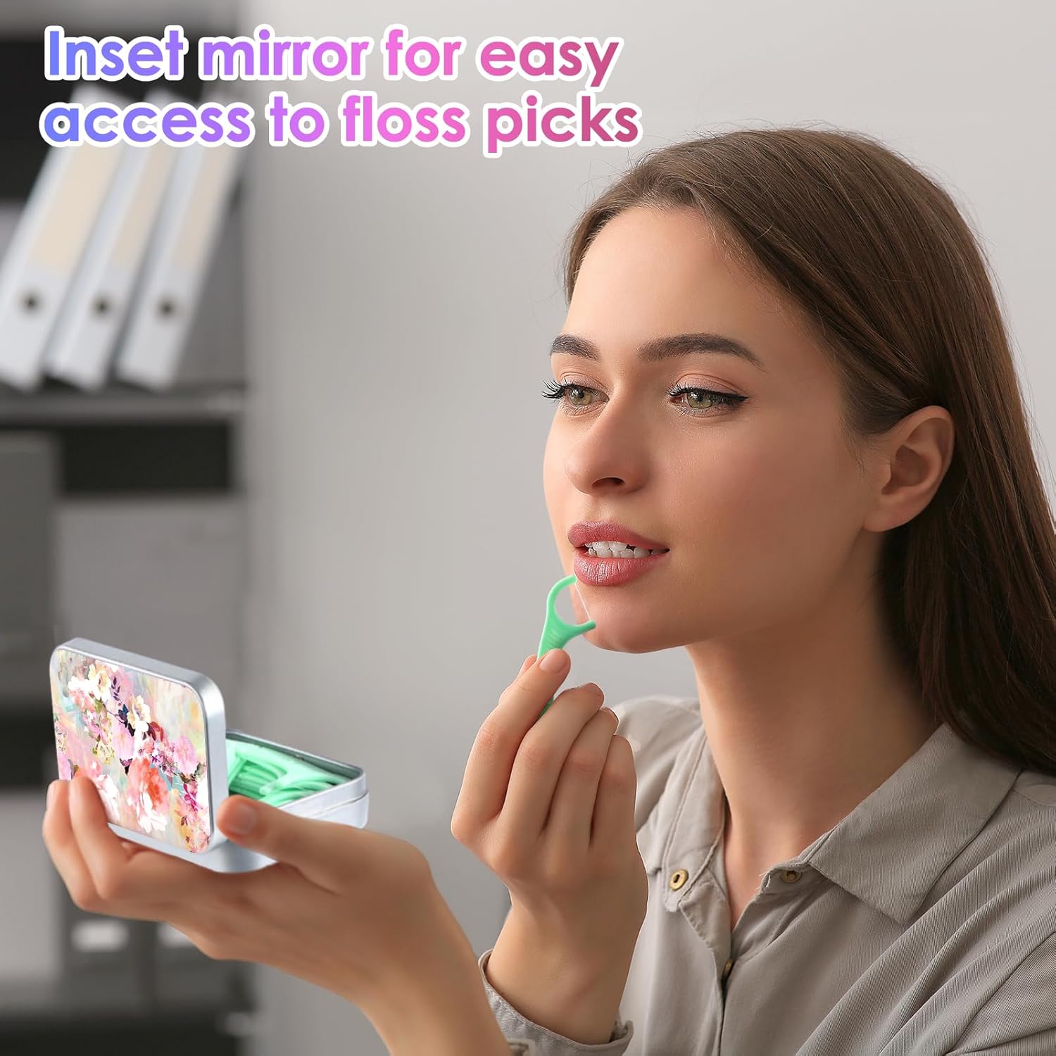 Estuche portátil de hilo dental, fácil de almacenar púas de hilo dental de varios tamaños, dispensador de hilo dental portátil es perfecto para