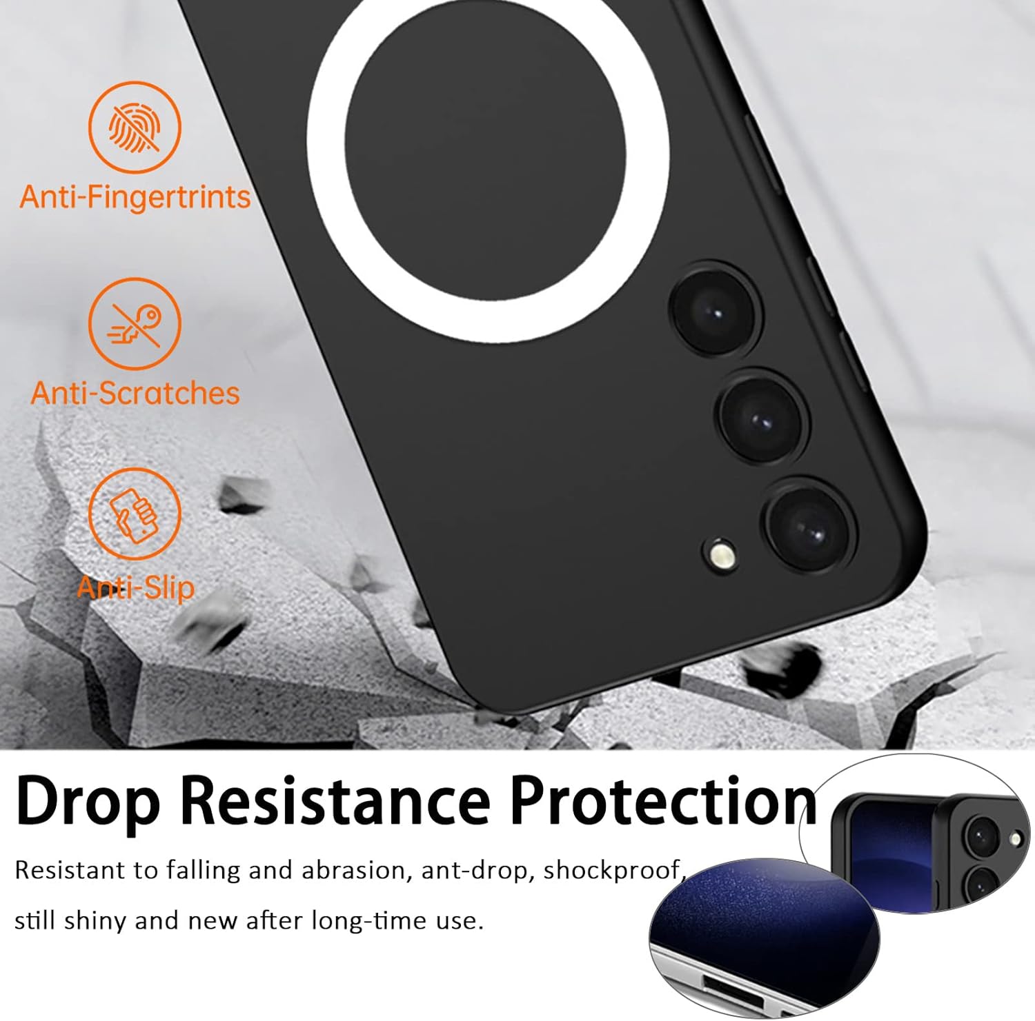 Miimall Funda magnética compatible con Samsung Galaxy S23, resistente a las caídas, a prueba de golpes, ultrafina, suave y delgada para Galaxy S23