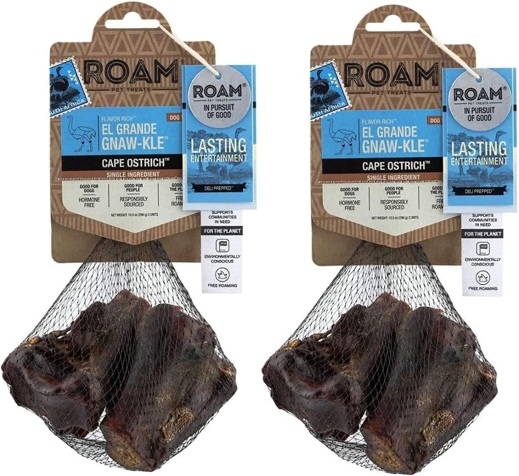 ROAM Pet Treats El Grande Gnaw-kle Bone, 2 paquetes de 2 masticables grandes de un solo ingrediente para perros (066065)