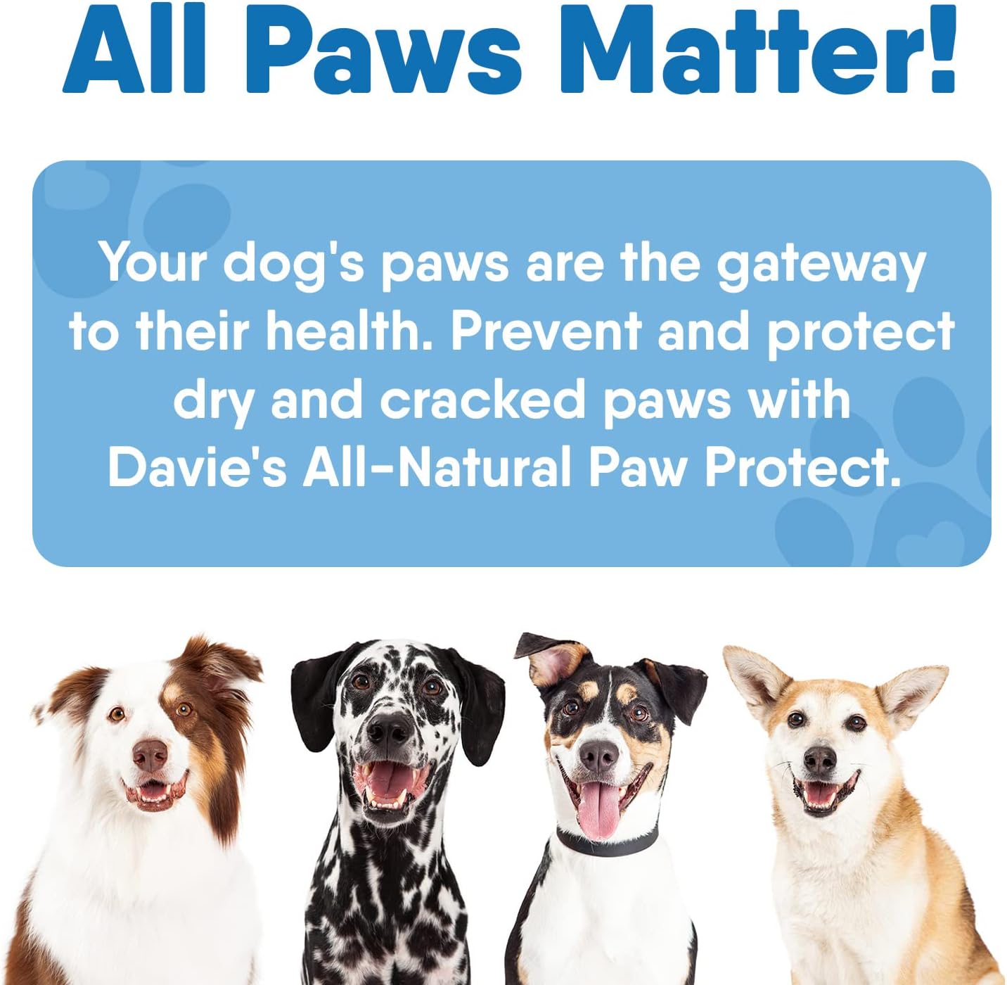 Davie’s Naturals Bálsamo para patas de perro, seguro para lamer, no graso, no mancha, todos los ingredientes naturales para proteger, curar y