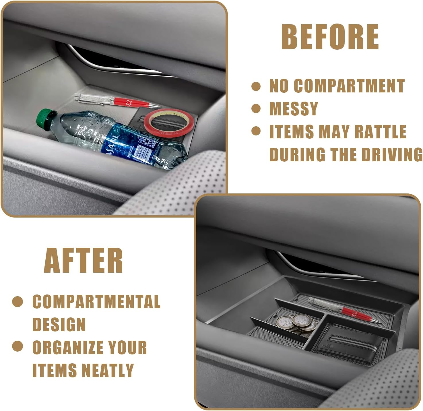 Organizador de consola central inferior compatible con Volkswagen Atlas y Cross Sport 2024, accesorios interiores, bandeja de almacenamiento