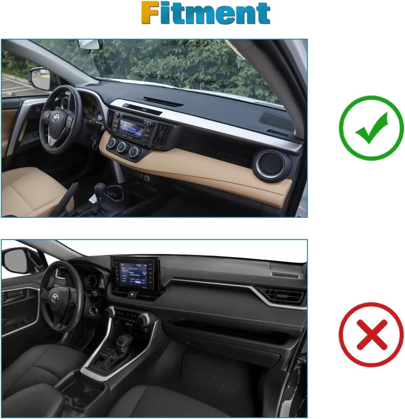 x xotic tech Compatible con Toyota Rav4 2013 2014 2015 2016 2017 2018 cubierta de tablero de instrumentos cubierta de consola central cubierta de