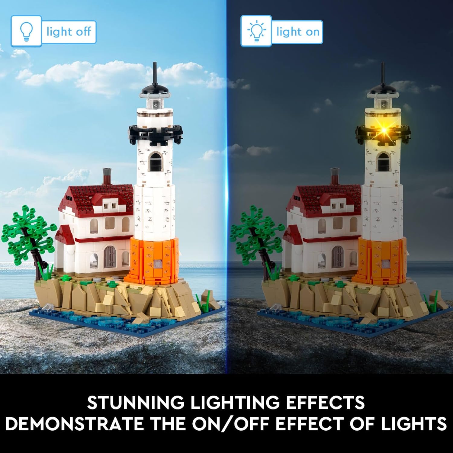 Ideas Lighthouse – Juego de construcción para adultos y niños, arquitectura STEM creativa con iluminación giratoria brillante, colección para niños
