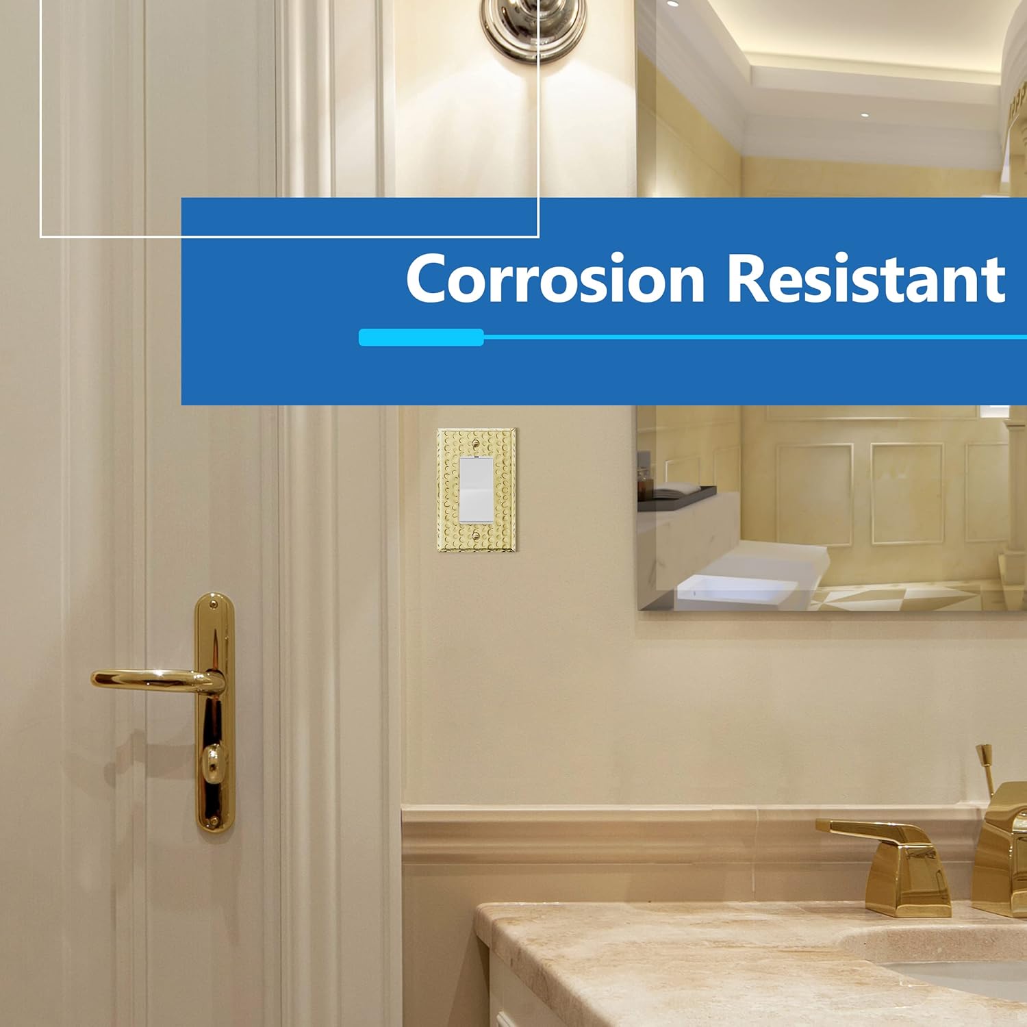 LIDER Placa de pared de metal para interruptor o receptáculo doble, cubierta de salida de acero inoxidable, resistente a la corrosión, tamaño