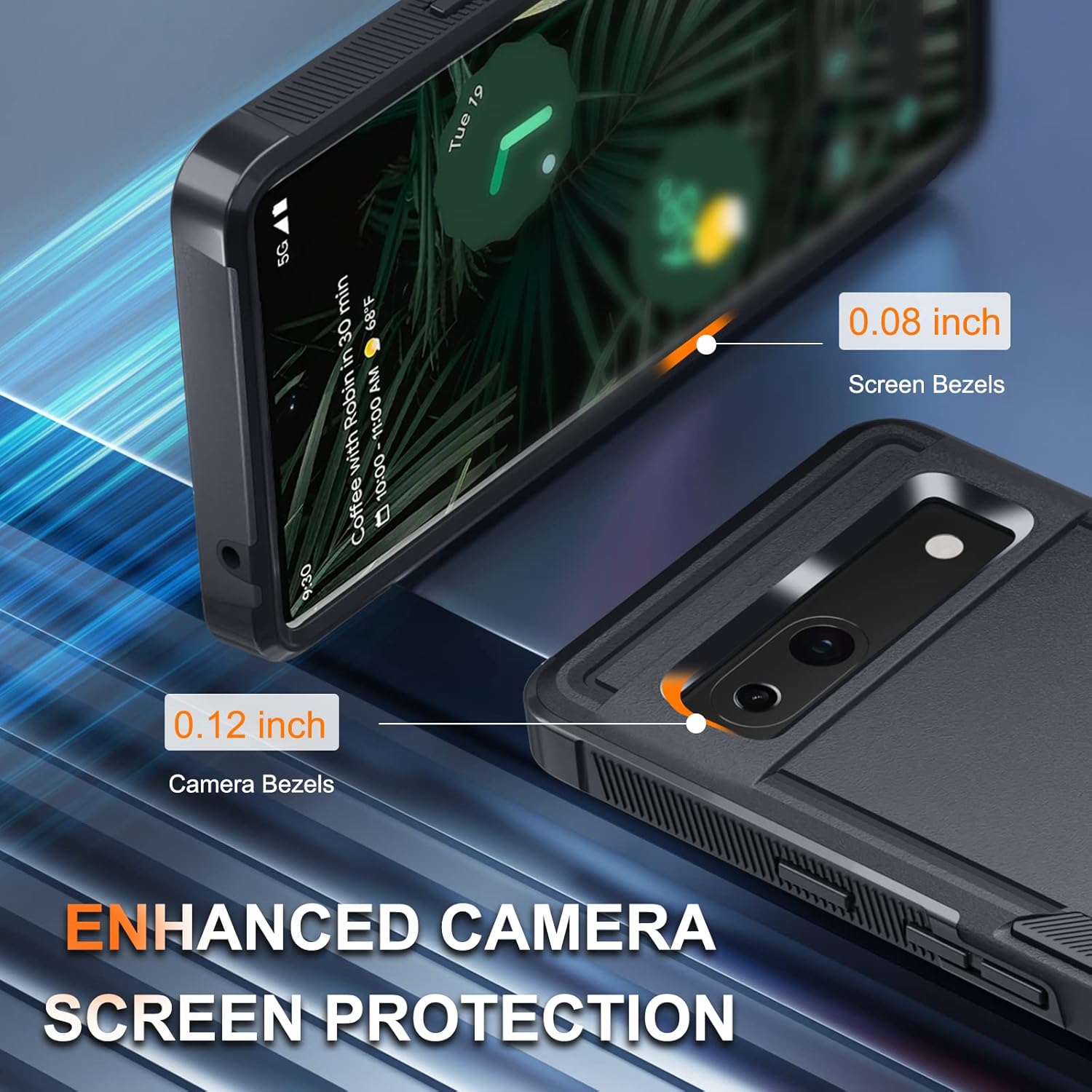 Funda para Google Pixel 7A, cuerpo completo, resistente, a prueba de golpes, con correa de cordón, protector de pantalla de vidrio templado y