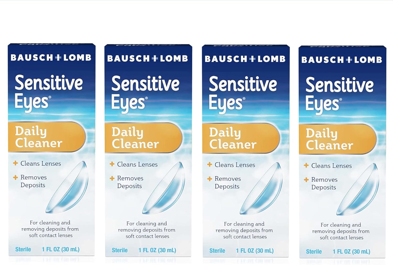 Bausch & Lomb Limpiador diario para ojos sensibles, 1.0 fl oz (paquete de 4)