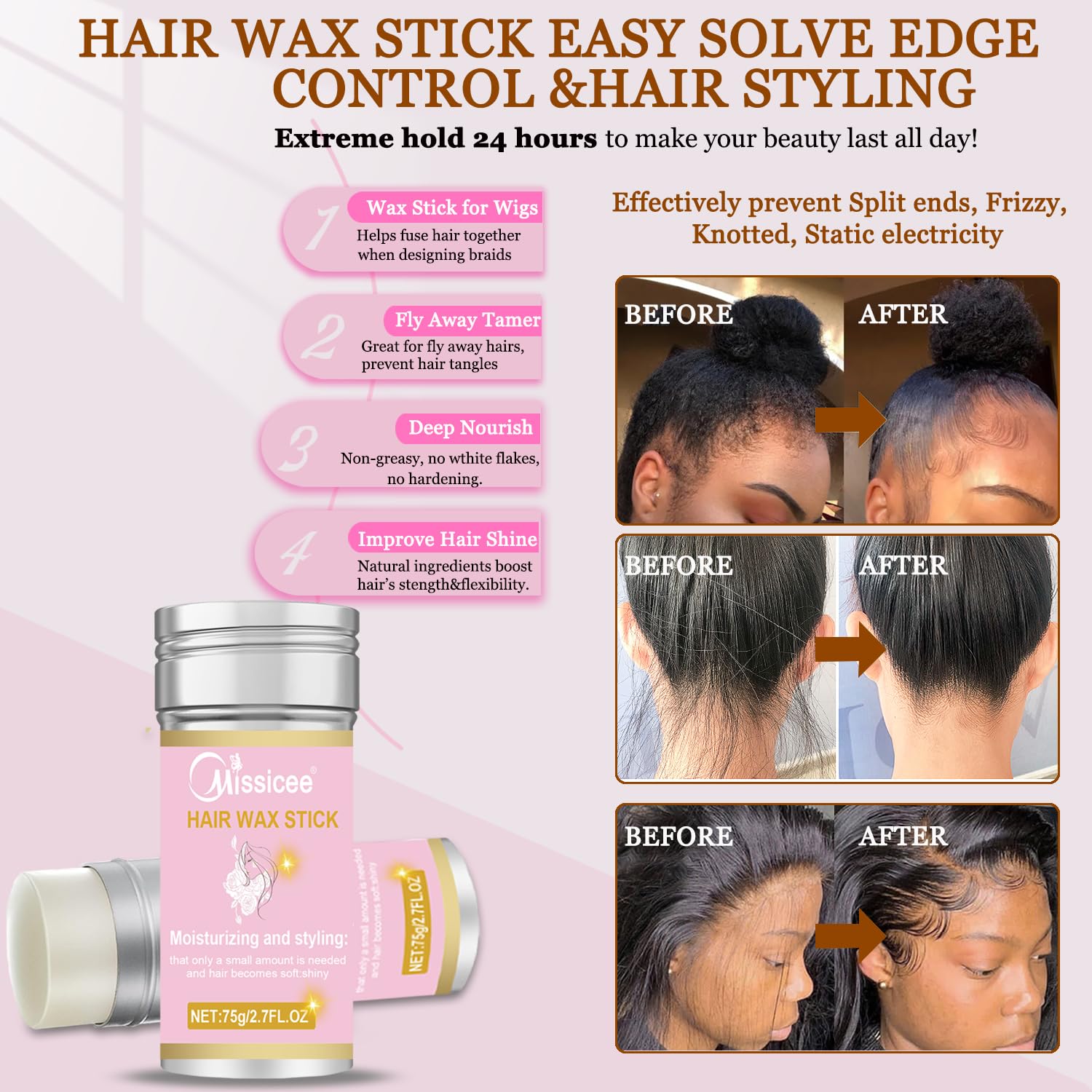 Missicee – Pegamento para peluca de encaje, pegamento de encaje para pelucas de encaje frontal, kit de pegamento adhesivo de peluca frontal de