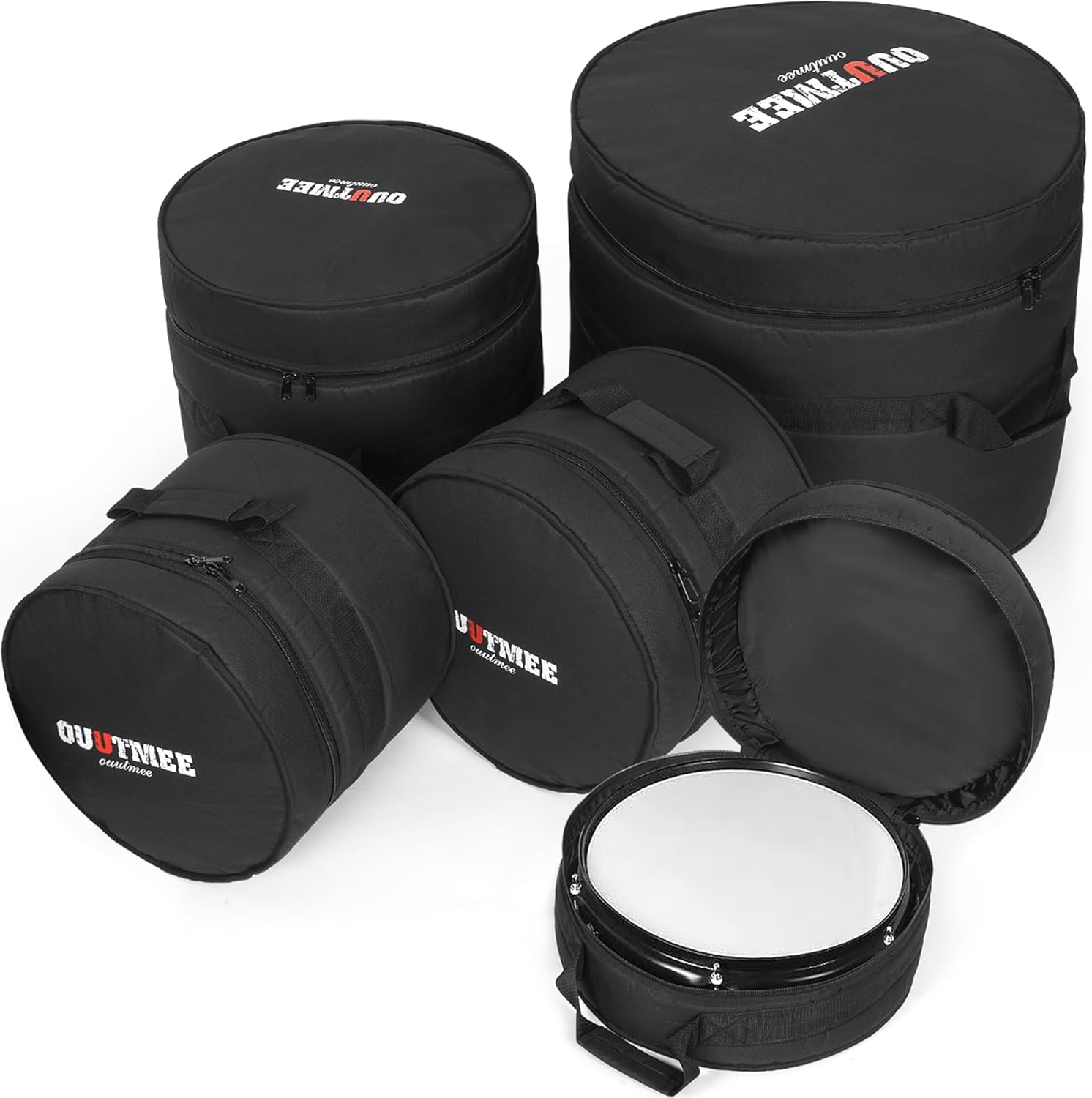 Juego de 5 bolsas acolchadas de 0.394 in para Tom de 12 pulgadas, Tom de 13 pulgadas, caja de 14 pulgadas, Tom de piso de 16 pulgadas, bombo de 22