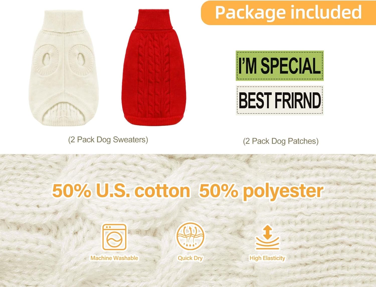 Paquete de 2 suéteres para perros pequeños  Ropa cálida mediana para cachorros en invierno, diseño de cuello alto para niños, niñas, mascotas,