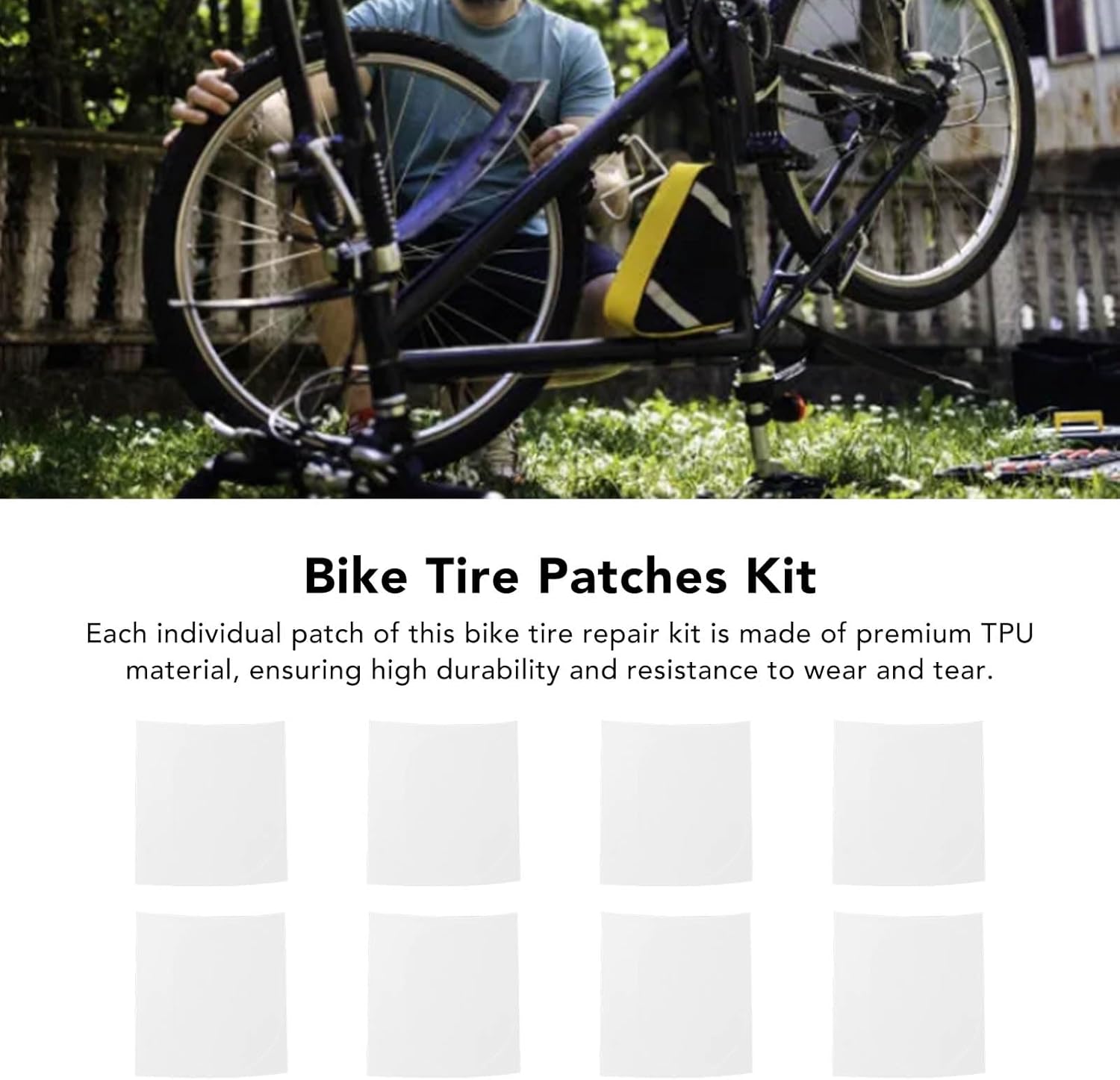 Alomejor Kit de reparación de parche de neumático de TPU de alto grado 8PCS para bicicleta, parches universales de tubo interior de bicicleta a