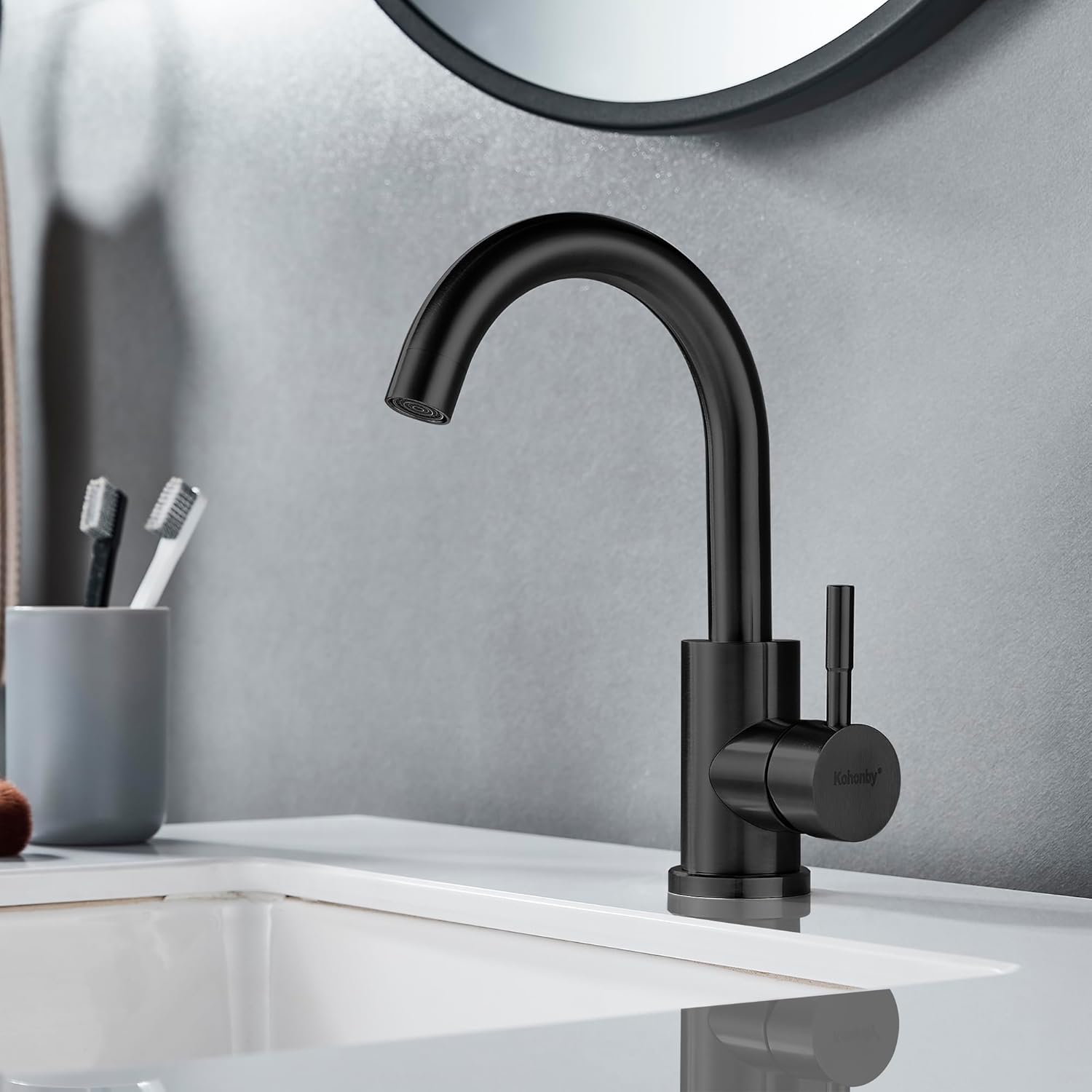Grifo de fregadero de barra húmeda, de un solo agujero, negro mate de una sola manija para fregadero de cocina o baño, moderno grifo de fregadero de
