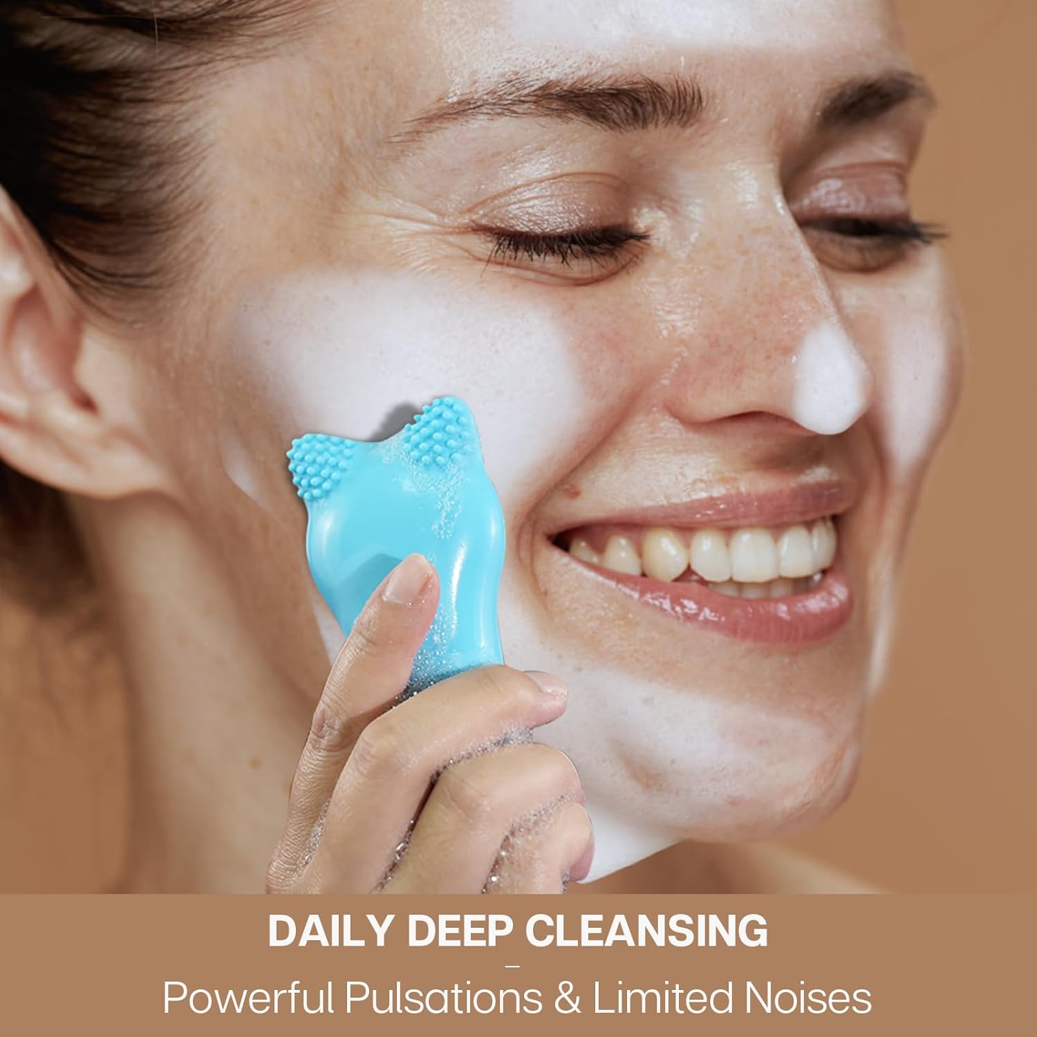 VRAIKO MIA Cepillo de limpieza facial, cepillo de limpieza facial recargable impermeable, con silicona suave y vibración sónica ajustable, para