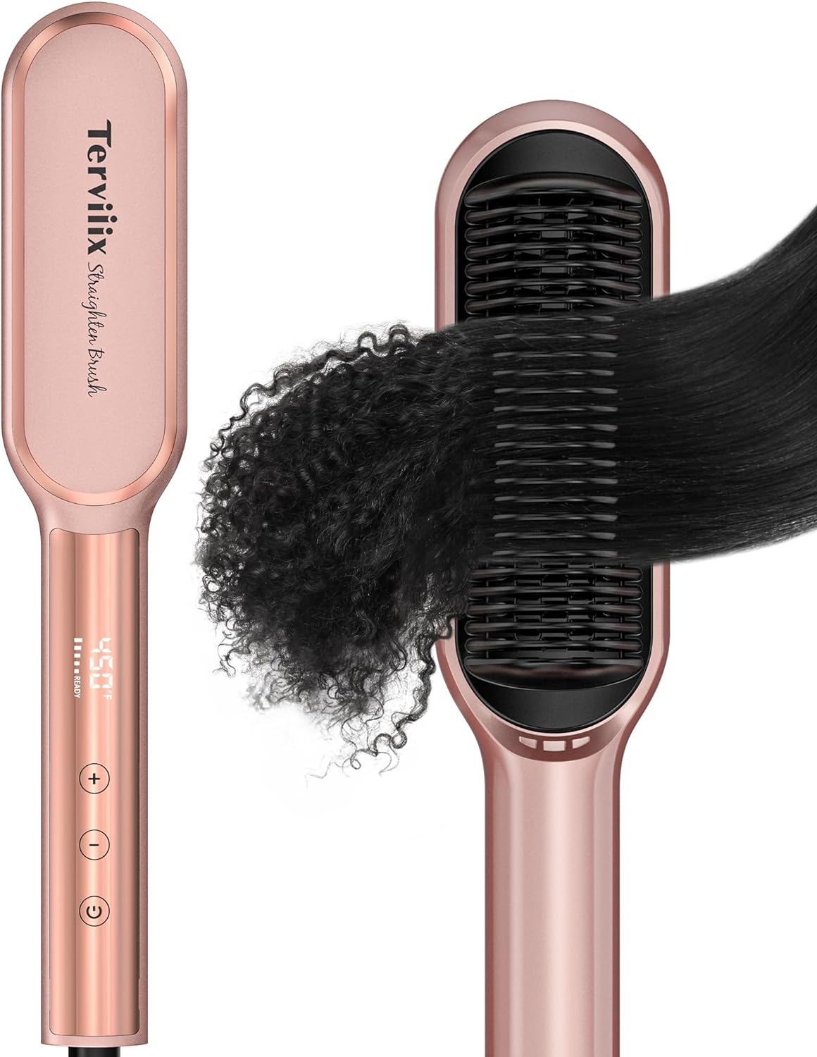 Terviiix Cepillo alisador de pelo, peine alisador de pelo para mujeres, peine de alisado iónico de cerámica con 13 temperaturas, peine de plancha