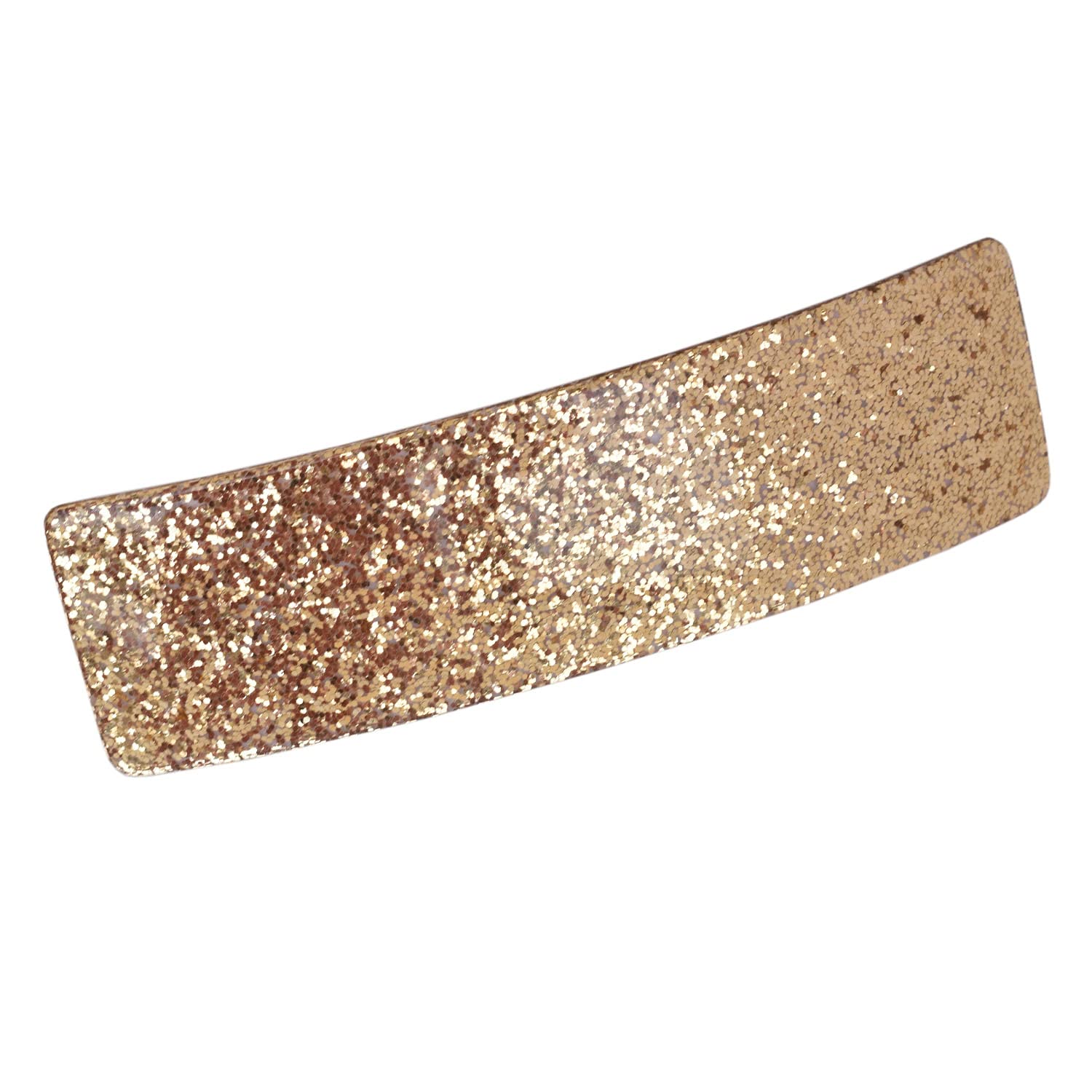French Amie Pasador automático rectangular con purpurina dorada de 3 14 pulgadas, acetato de celuloide fuerte, hecho a mano, con cierre dorado para