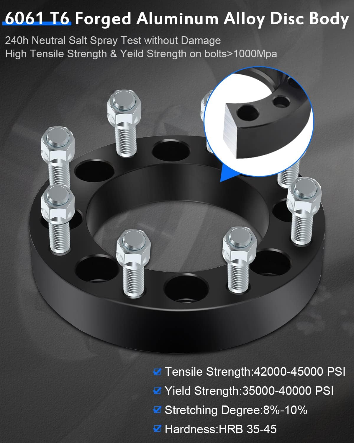ECCPP 2 adaptadores espaciadores de rueda de 8 lengüetas de 1.5 pulgadas de 8 x 6.5 a 8 x 180 para Silverado 1500 HD Silverado 2500HD 3500HD para