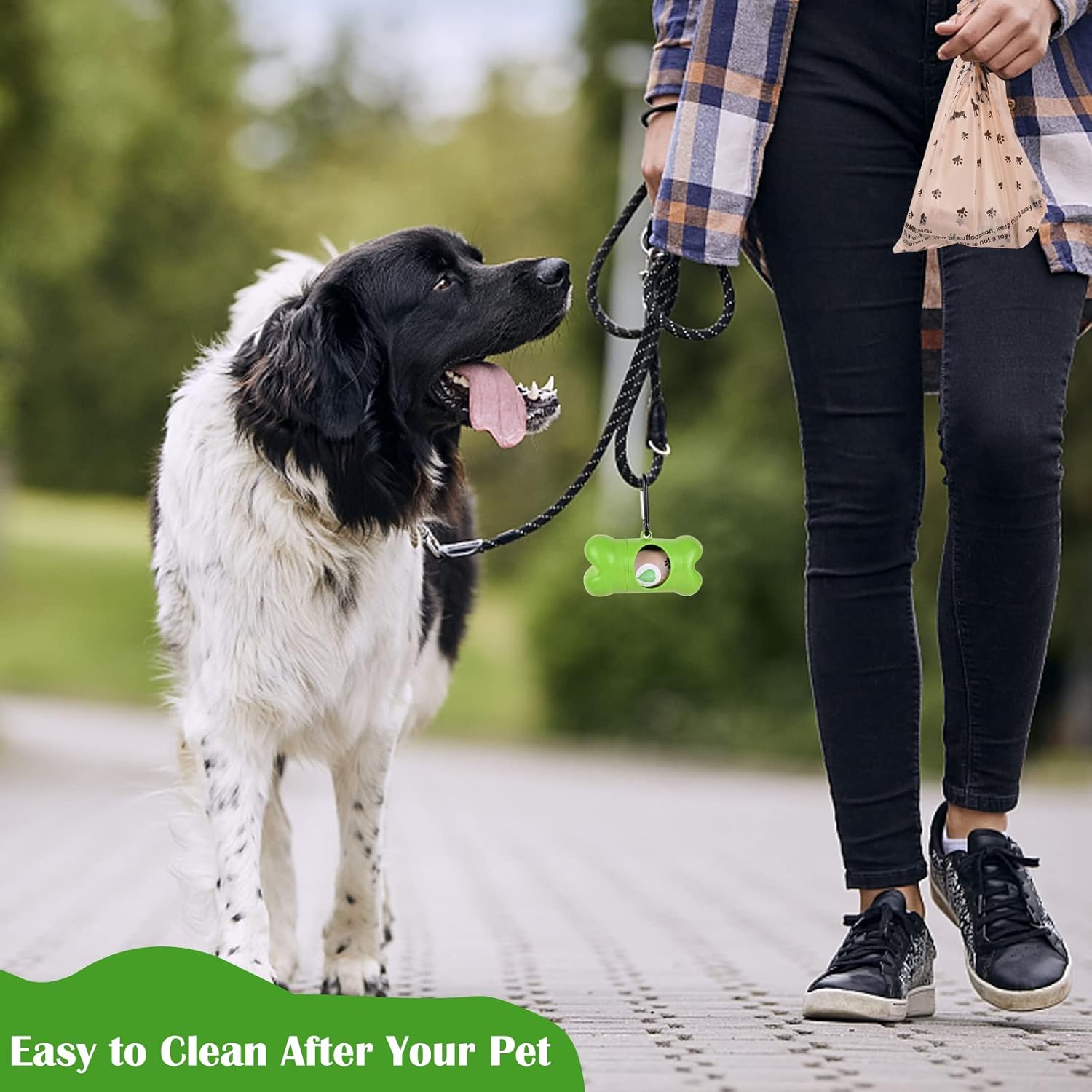 Katoggy Bolsas para excrementos de perro, 8 rollos, 120 unidades, 9 x 13 pulgadas con dispensador, extra gruesas, a prueba de fugas, bolsas