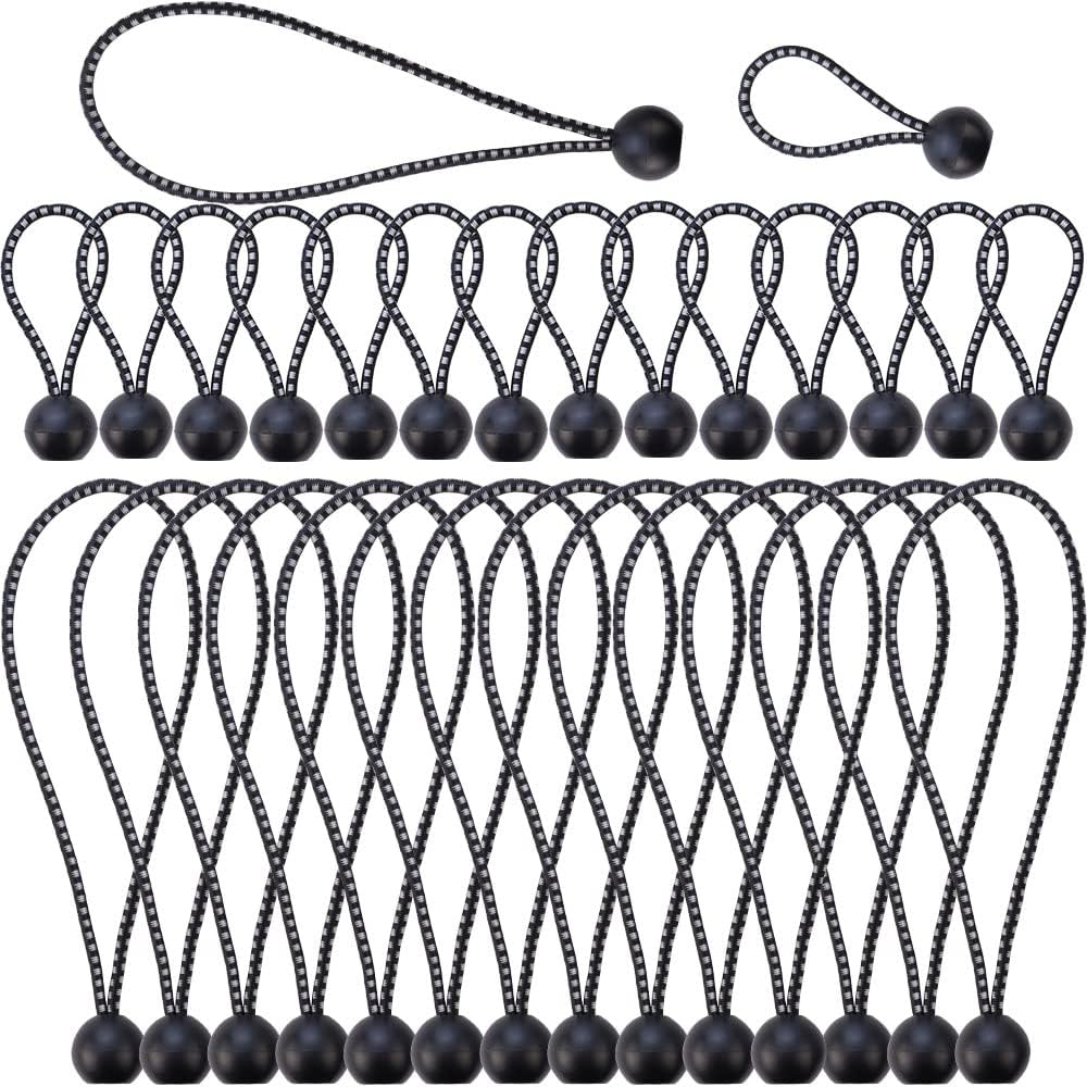 30 cuerdas elásticas con bolas de seguridad, cuerdas elásticas de lona resistente, cuerda de amarre con cuerda elástica, cierre de cuerda para