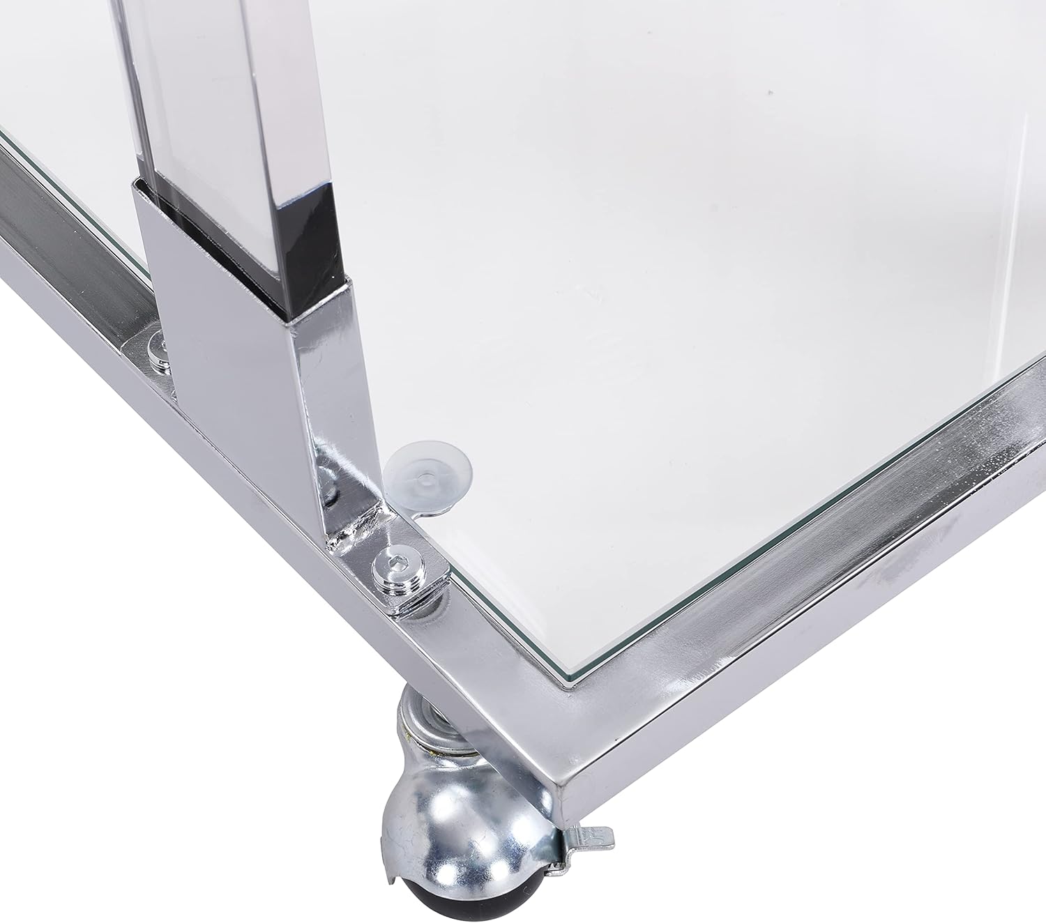 Mesa auxiliar móvil de vidrio acrílico, mesa auxiliar con ruedas, mesa auxiliar de sofá en forma de C sobre la cama, mesa de noche rodante, mesa de