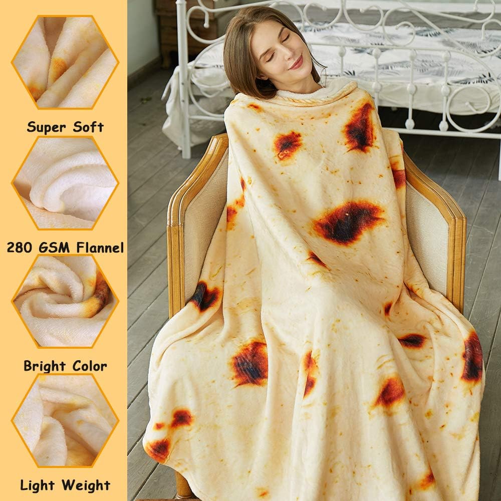 SeaRoomy – Manta redonda de tortilla gigante para burrito, envolvente, suave, para niños y adultos