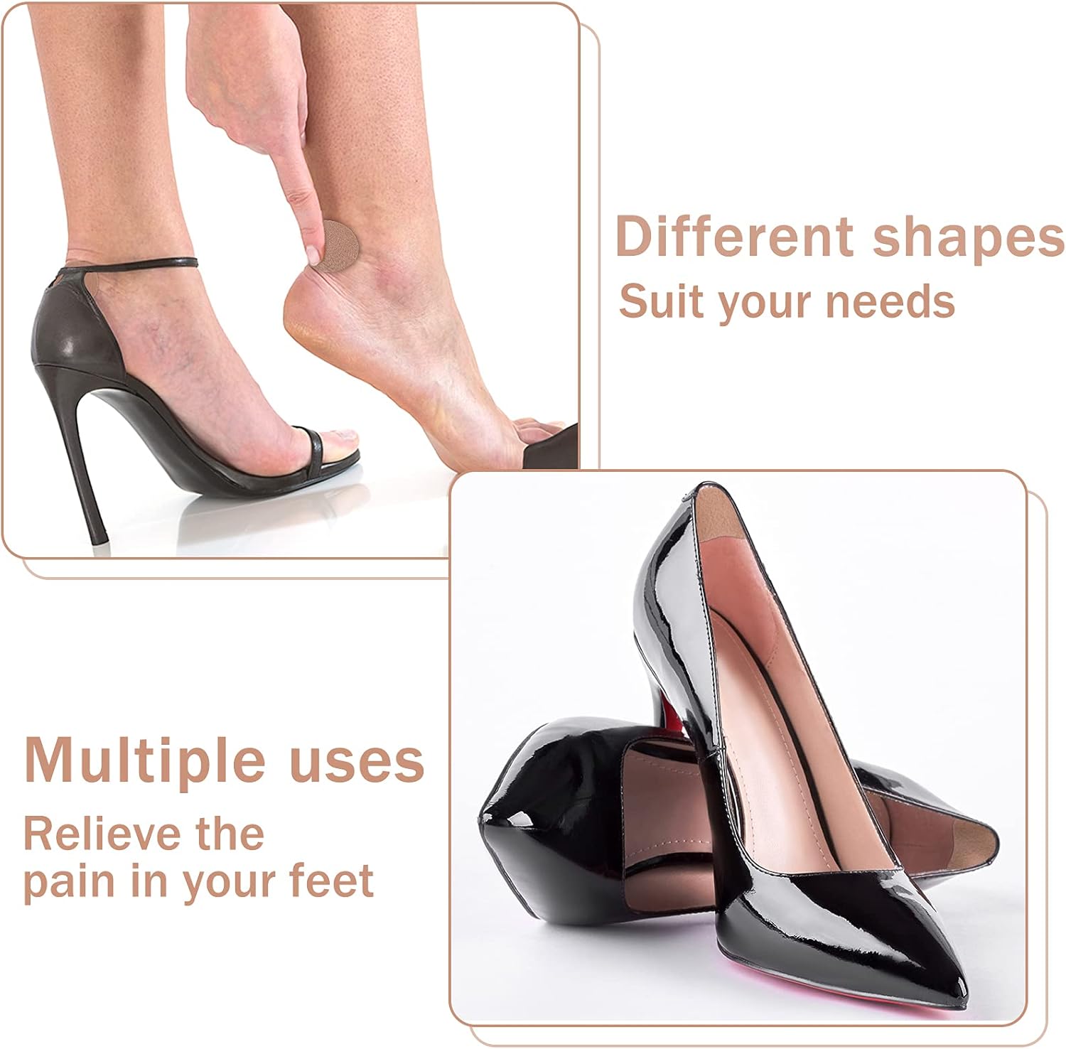 Almohadillas ovaladas, cintas adhesivas, parches de punto, prevención de fricción para talón y dedos para botas, senderismo, zapatos inadecuados