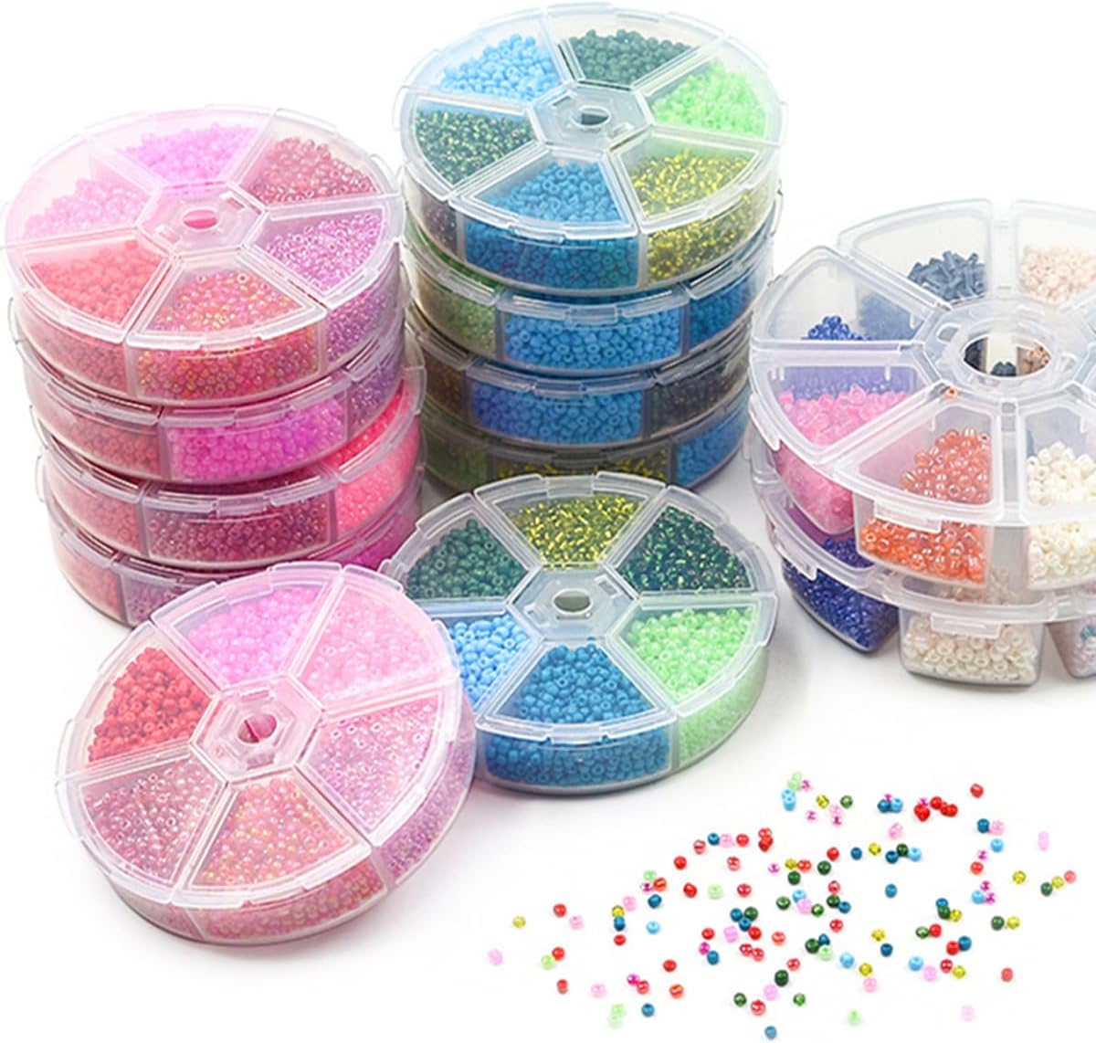 1 caja de 3900 cuentas de semillas de vidrio de color mixto de 0.079 pulgadas, espaciador redondo pequeño, cuentas checas sueltas para hacer joyas,