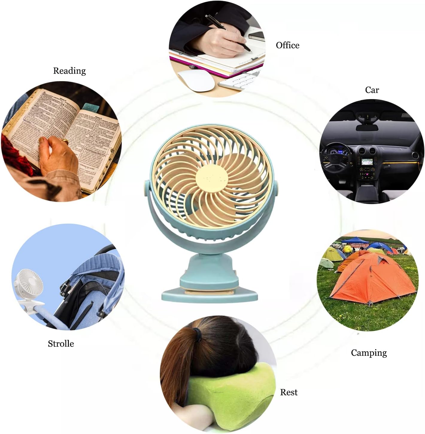 Kiven Ventilador de clip con control remoto, ventilador pequeño ajustable de 5.7 pulgadas con fuerte flujo de aire, clip y ventilador de escritorio