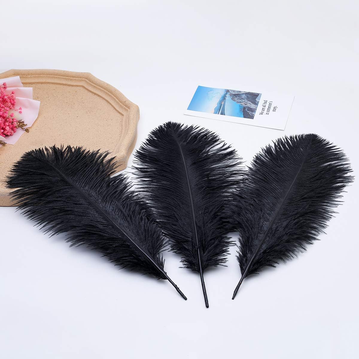 Ballinger Plumas de avestruz grandes negras  12 plumas grandes de 14 a 16 pulgadas para jarrón, centros de mesa de fiesta de boda y decoración del