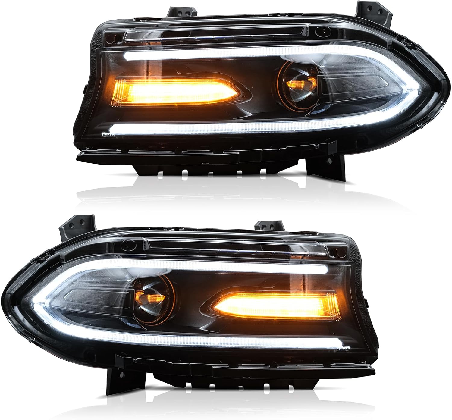 IKON MOTORSPRTS, faros delanteros de proyector compatibles con Dodge Charger 2015-2023, luces de circulación diurna DRL lado izquierdo y derecho,