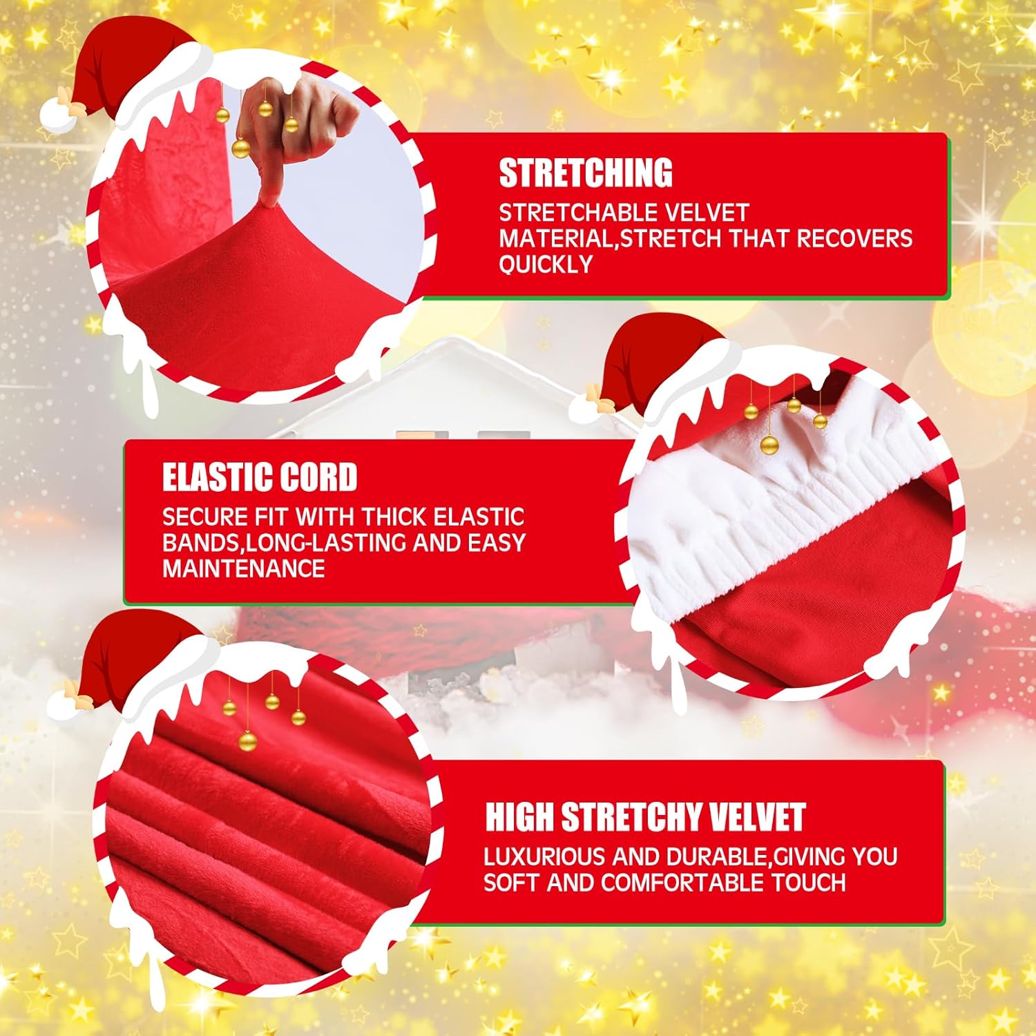 Preboun 2 fundas de terciopelo para sillas de comedor con sombrero de Papá Noel, decoración divertida para bodas, fiestas, tela de terciopelo sólido
