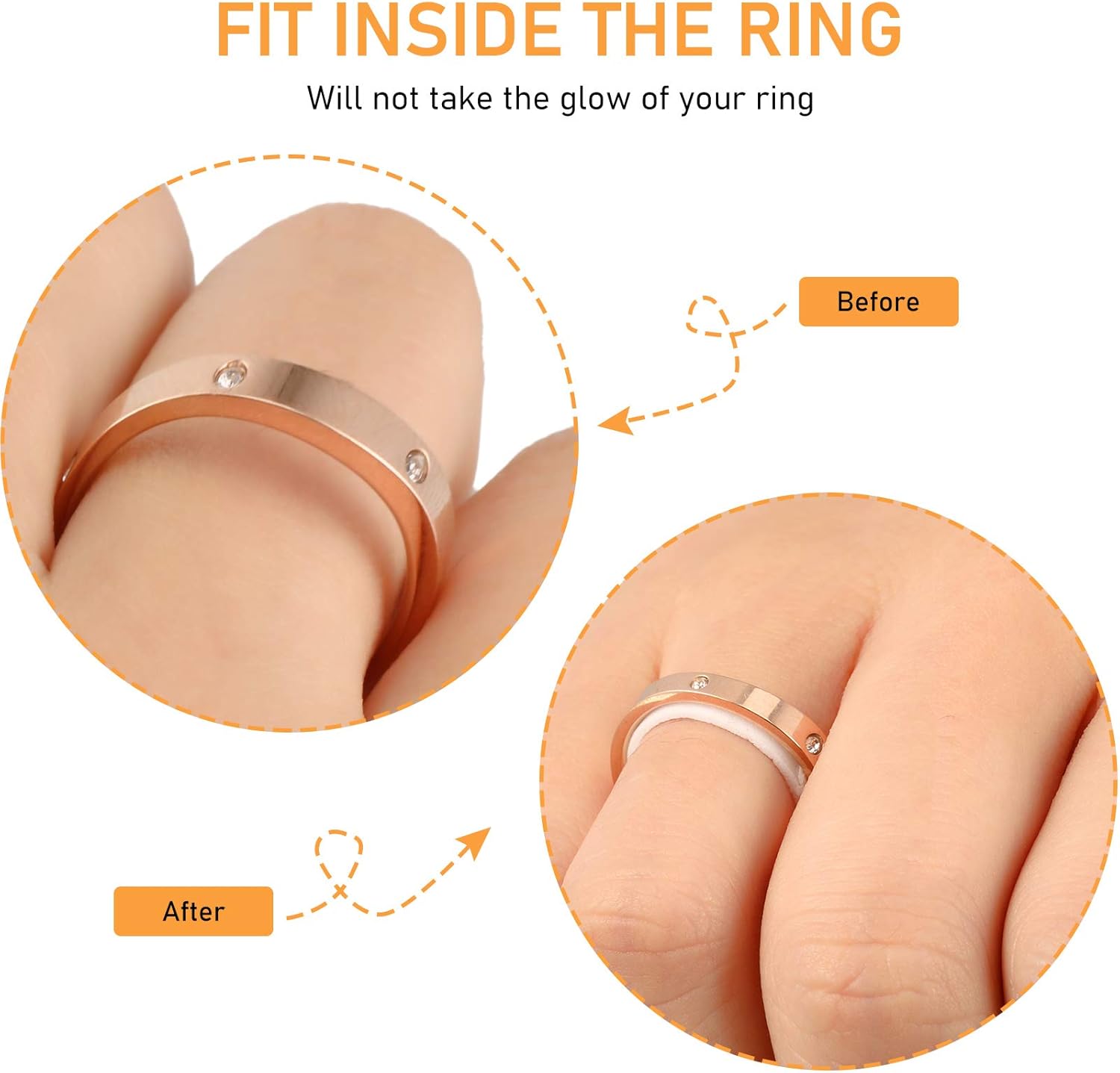 114 piezas6 hojas de ajuste de tamaño de anillo invisible, 6 tamaños, anillo de protección de anillo suelto, espaciador más pequeño, anillo tensor,