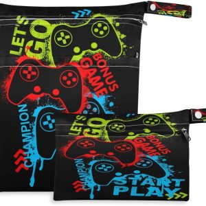 Joystick – Bolsa para niños y niñas, paquete de 2 bolsas para pañales de tela, impermeable, reutilizable, para artículos de bebé sucios o ropa húmeda Joystick – Bolsa para niños y niñas, paquete de 2 bolsas para pañales de tela, impermeable, reutilizable, para artículos de bebé sucios o ropa húmeda