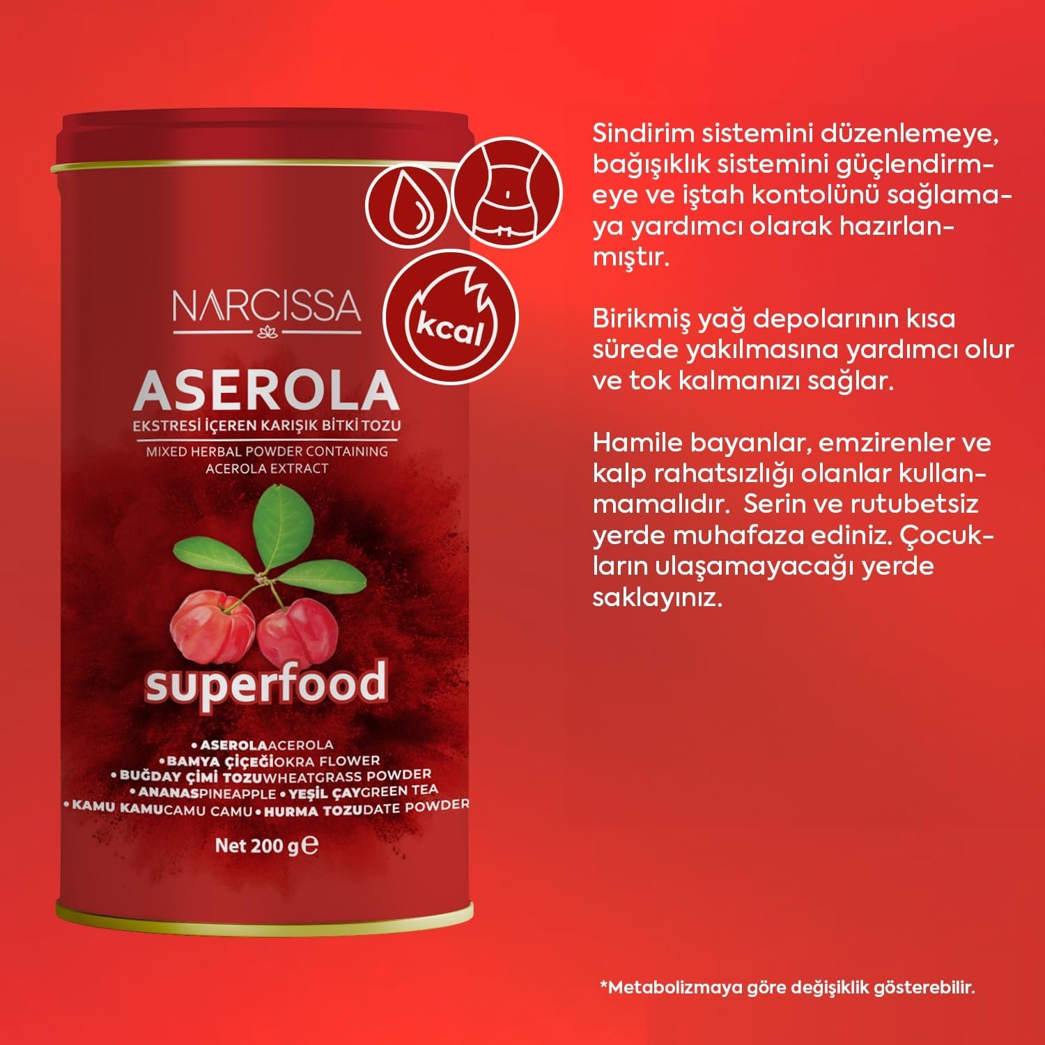 Polvo de hierbas mixtas que contiene extracto de acerola – Edema natural y reductor de hinchazón para la salud digestiva e imuna, deal Detox
