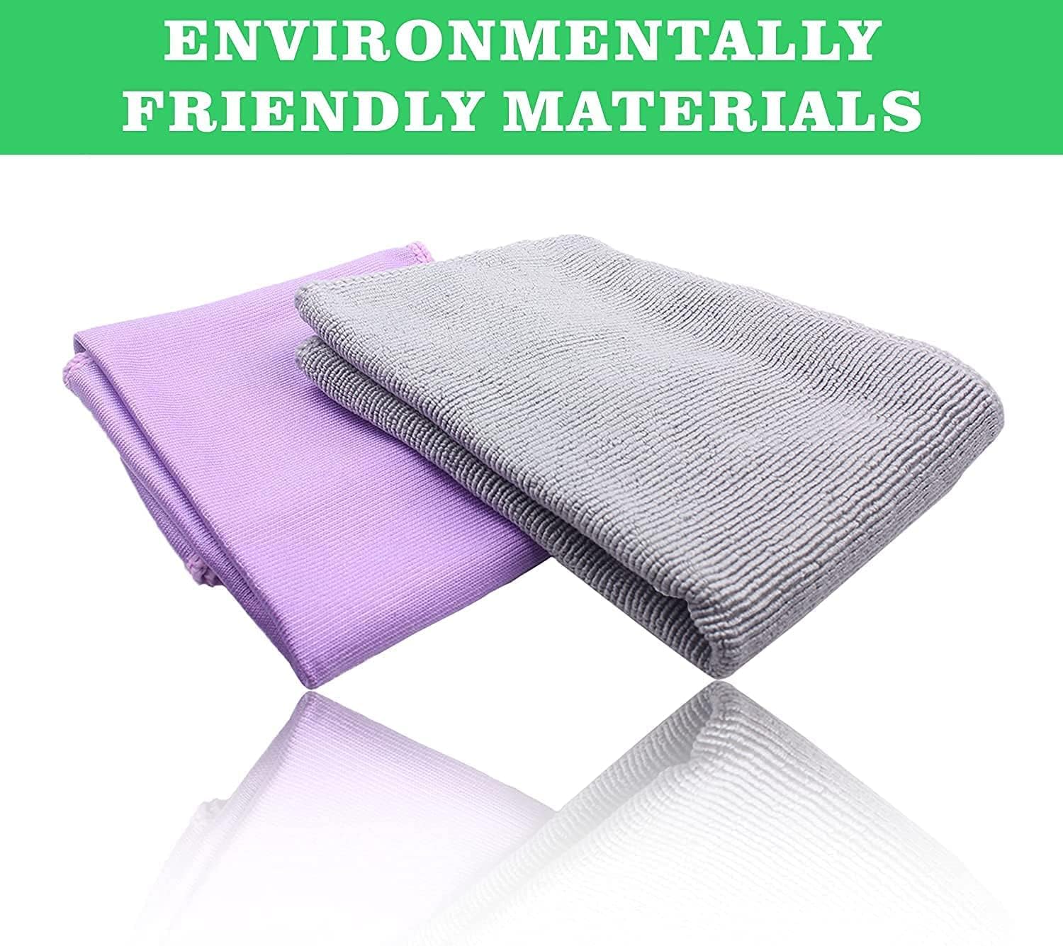 Paño de limpieza de ventanas (morado) y paño Enviro (gris), paño de limpieza de paquete básico, sin rayas (morado, 1 paquete, gris, 1 unidad)