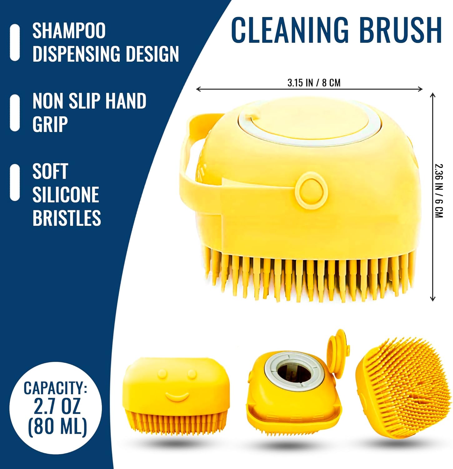 Cepillo de dientes para dedos de perro, cepillo de champú para perros, accesorios para perros cepillo de baño para perros 3 en 1 y kit de cepillo de