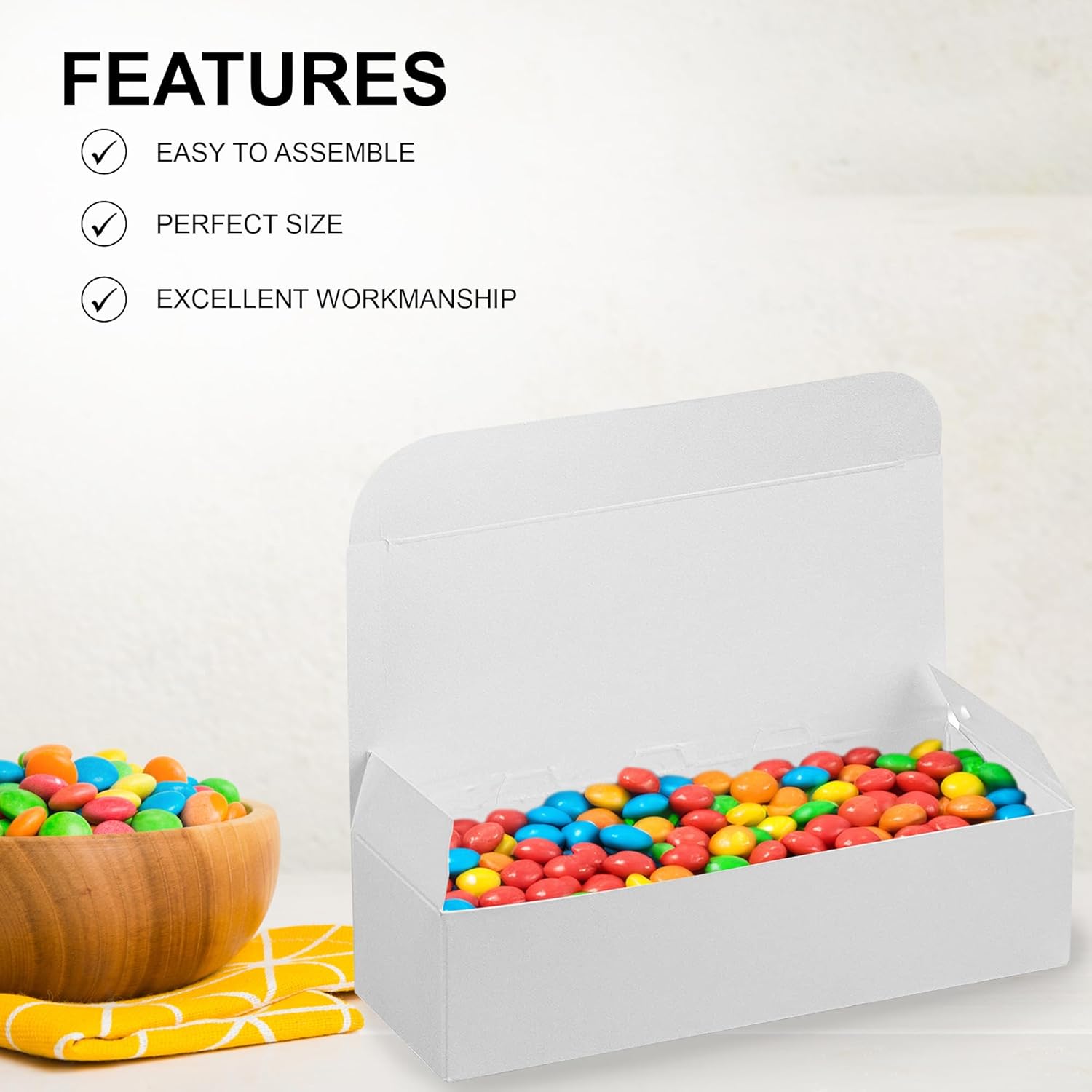 MT Products Caja de regalo de dulces y chocolate, 20 piezas, caja de dulce de azúcar blanca extra pequeña, tamaño de 5 x 2 14 x 1 14