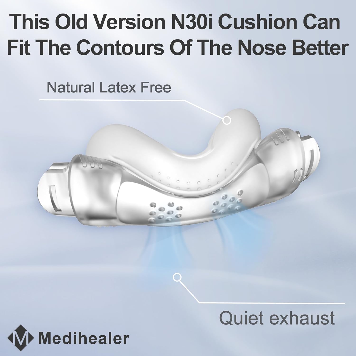 Medihealer 2 paquetes de cojines de repuesto para Airfit N30i (S), 2 paquetes de cojín nasal curvado versión antigua compatible con N30i,