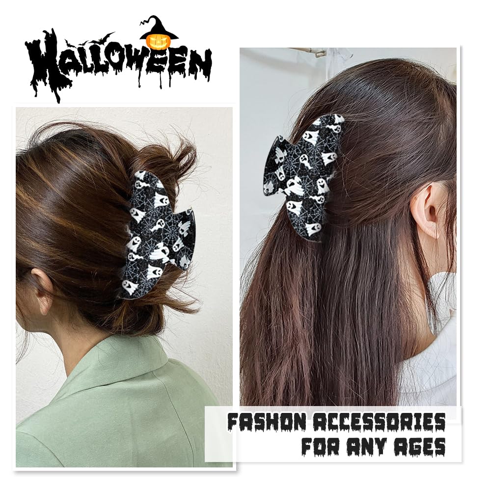 Pinzas para el cabello de Halloween, fantasma, antideslizantes, tela de araña, mueca negra, diseño exquisito, clips de garra, regalos de fiesta,
