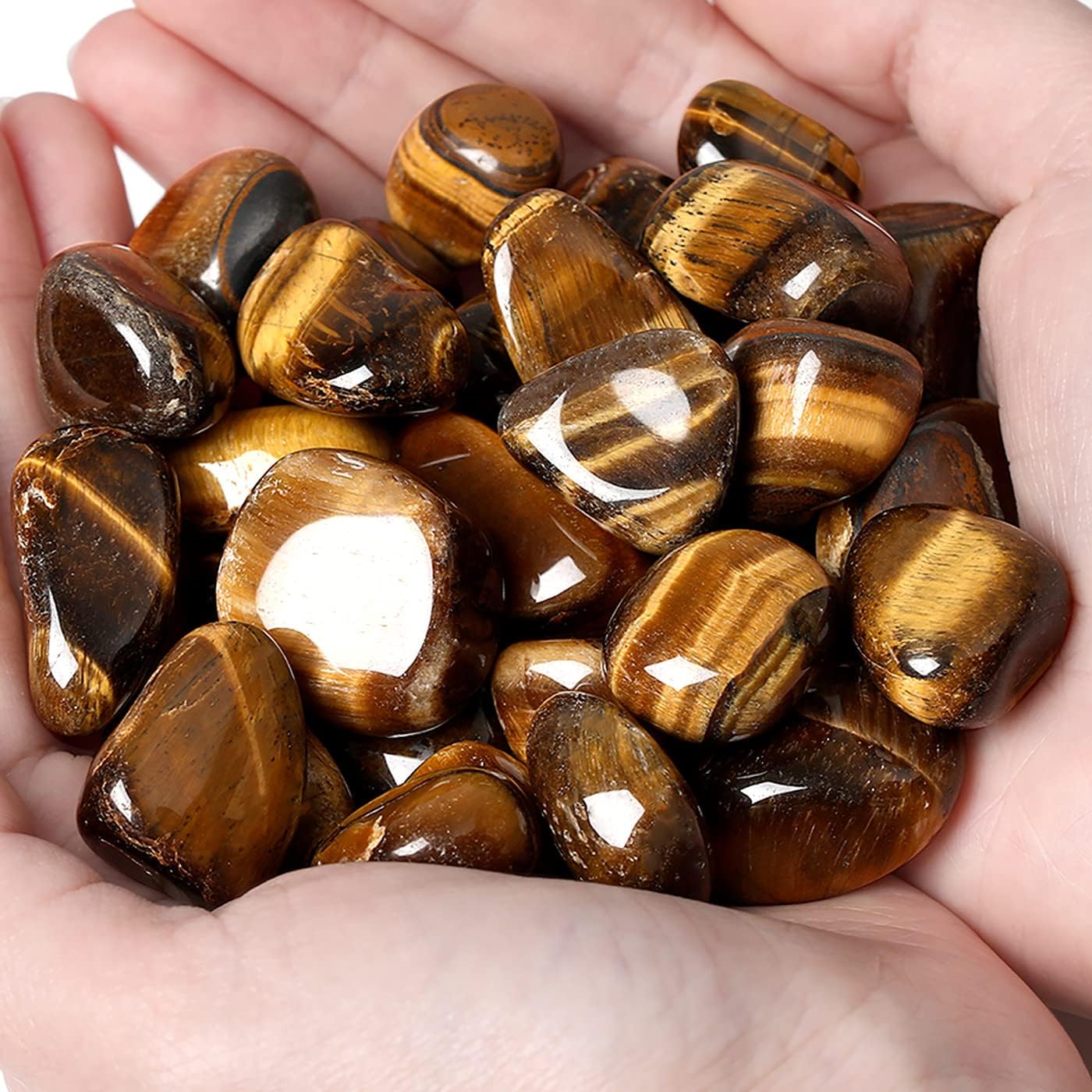QINJIEJIE Piedras pulidas de ojo de tigre de 0.9 libras, piedras preciosas a granel de 0.6 a 1 pulgada, rocas de piedra irregular, cristal curativo