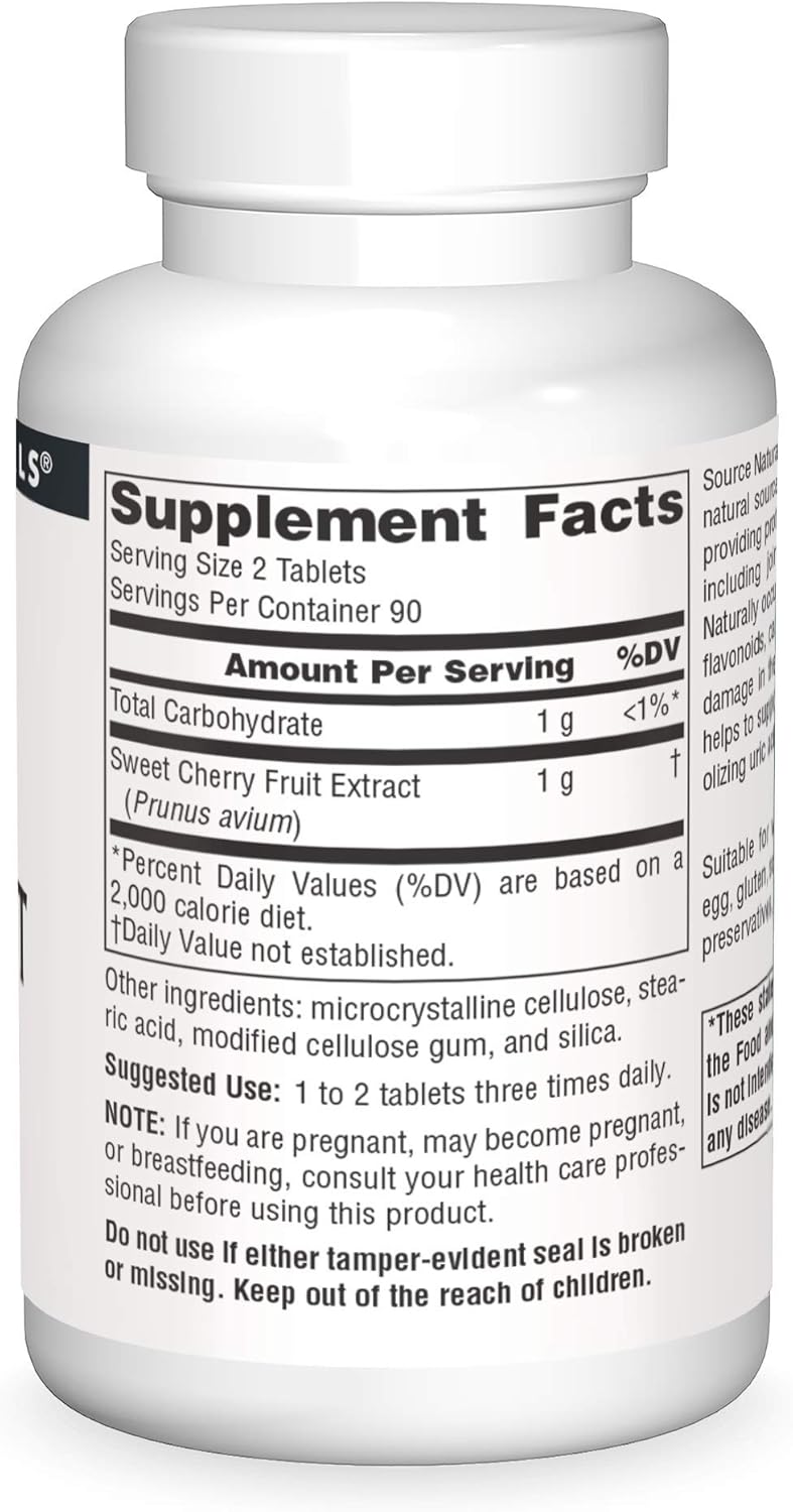 Source Naturals Extracto de fruta de cereza, fuente natural de flavonoides que actúan como antioxidantes*, 500 mg – 180 Tabletas