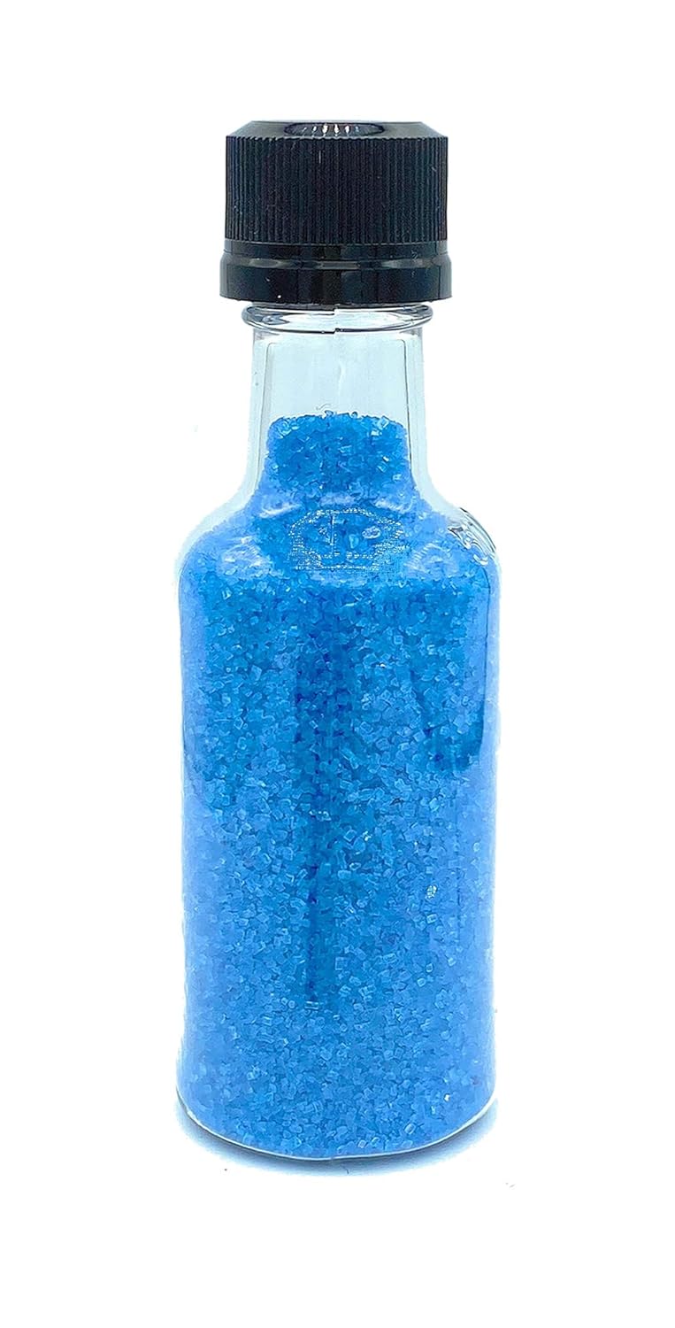 Snowy River Azúcar de cóctel azul cielo, certificado Kosher de color natural azul cielo (botella de 2 onzas, cristal mediano)