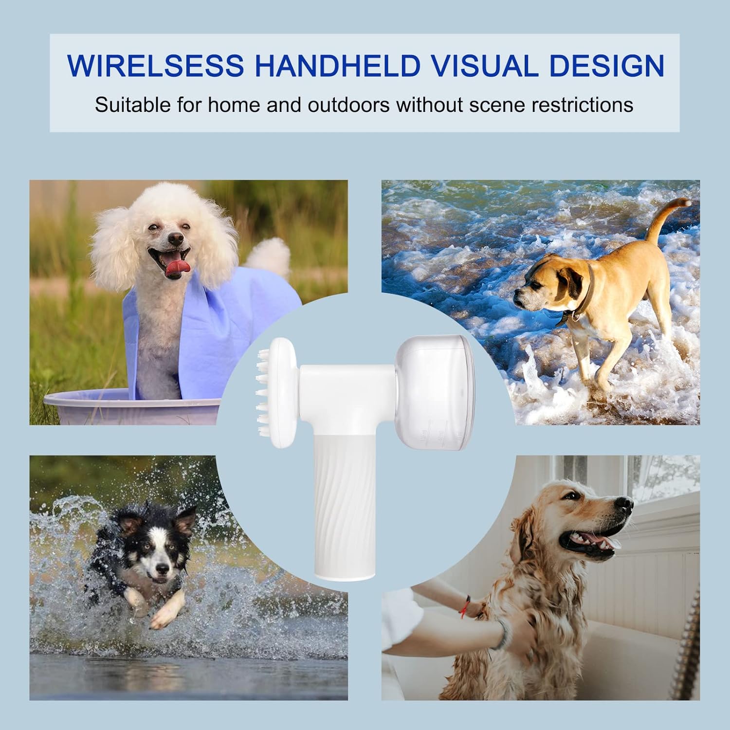 Cepillo de baño para perros, cepillo de champú para perros, dispensador de masaje, cepillo de ducha inalámbrico para mascotas, perros, gatos,