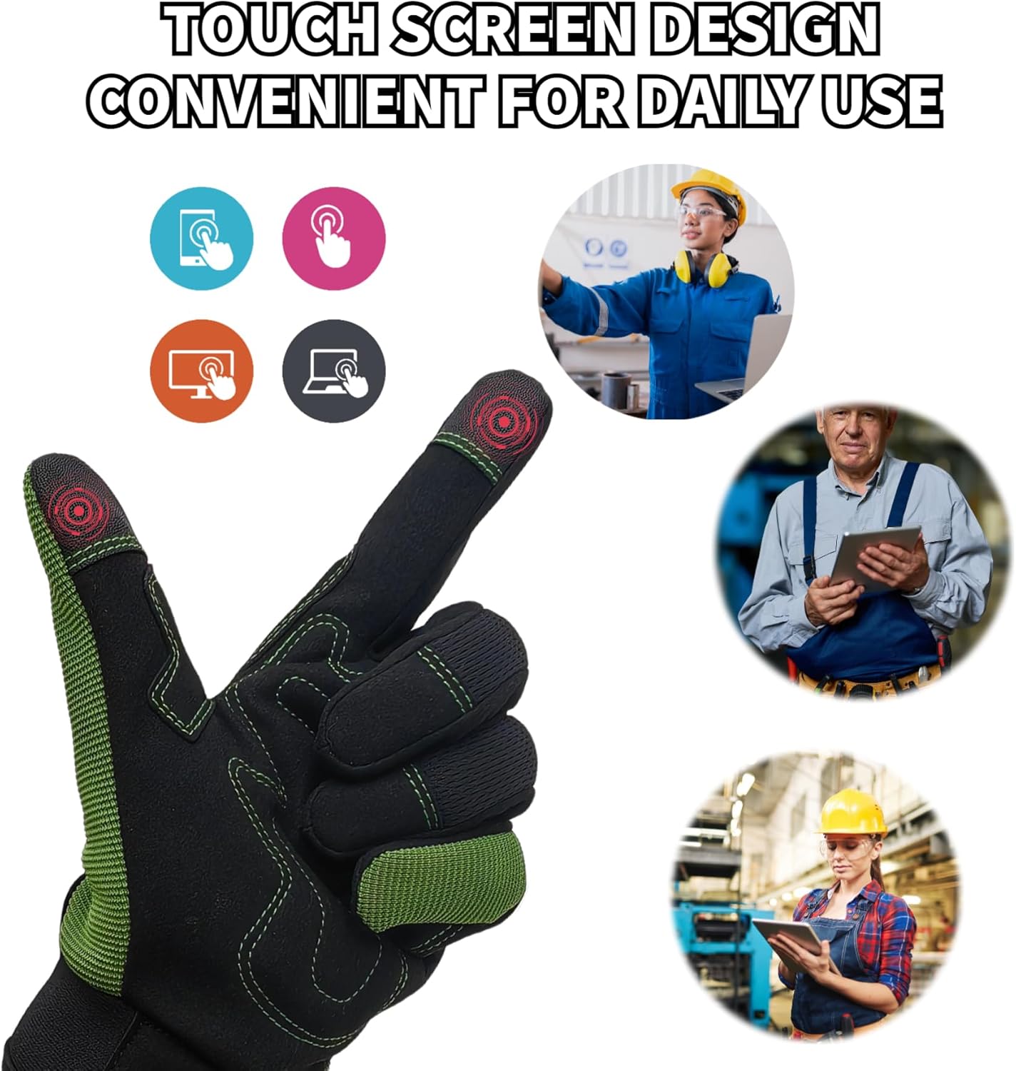 MSUPSAV Guantes de jardinería a prueba de espinas y resistentes a pinchazos con agarre, guantes de jardín para mujeres, guantes de trabajo de cuero,