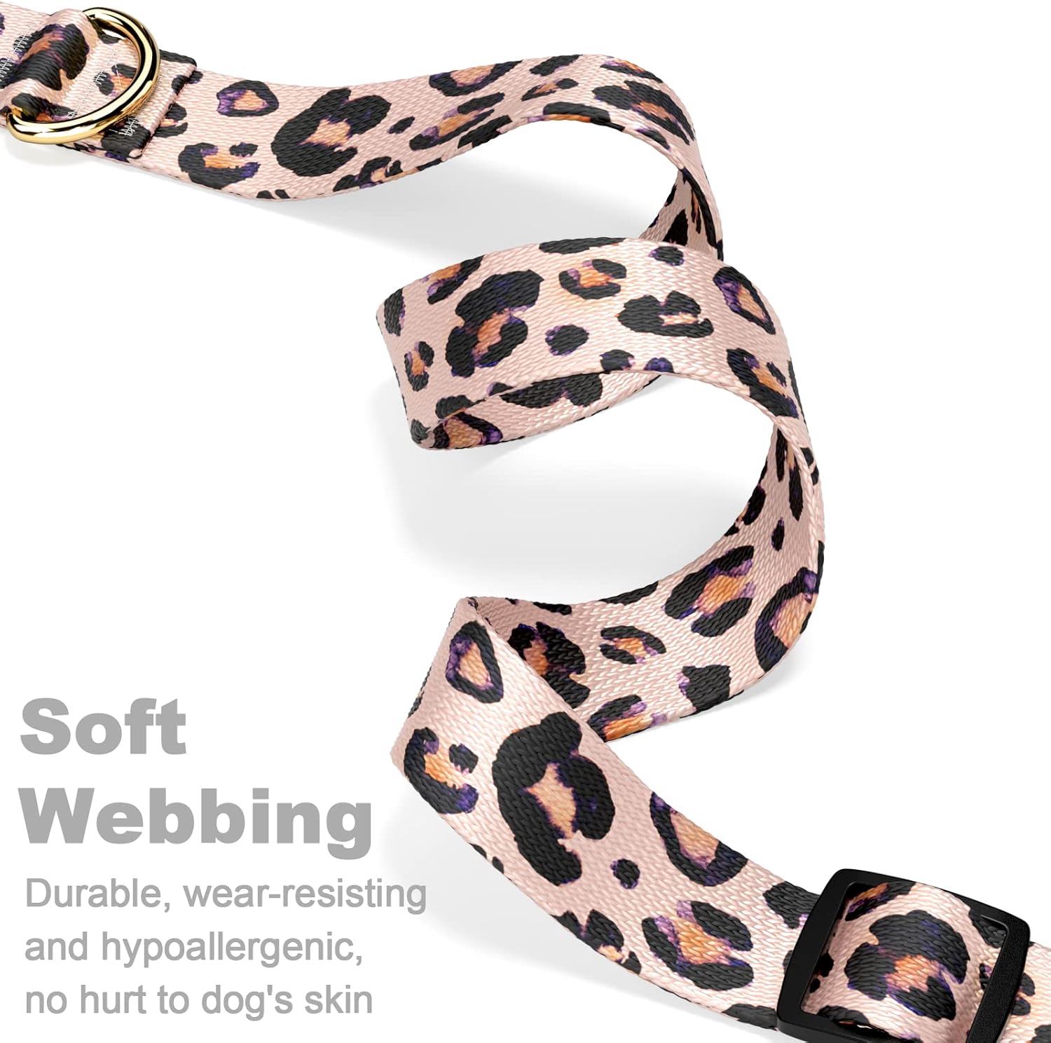 Rnivvi Collar de perro, collar ajustable personalizado para perros pequeños, lindo collar de leopardo para cachorros machos y hembras, collares