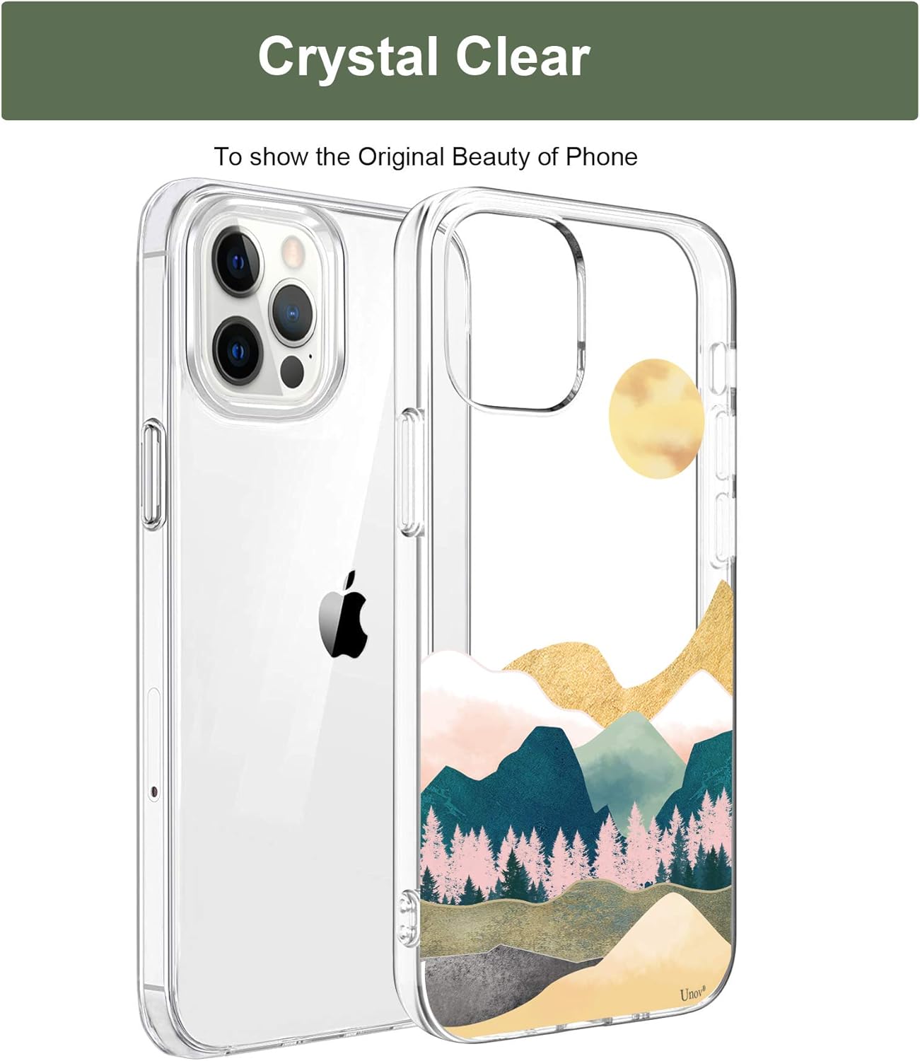 Unov Case Compatible with iPhone 12 iPhone 12 Pro Case Clear with Design Slim Protective Soft TPU Bumper Embossed Pattern 6.1 Inch (Sierra Mountains)