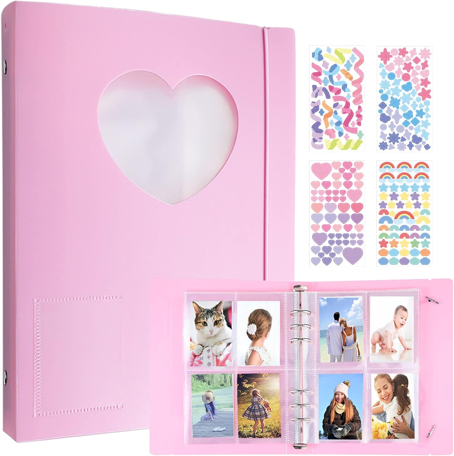 SZHTSWU Kpop – Carpeta para tarjetas fotográficas A5, 20 hojas, 160 bolsillos, álbum de fotos de 3 pulgadas en hojas sueltas, recargable, 6 anillas,